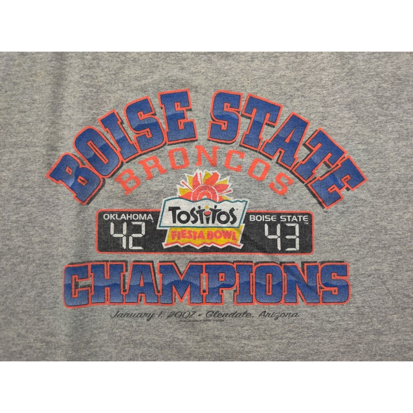 Gildan Boise State Broncos Shirt Adult Mens XL Gray 2007 Champions Size US XL / EU 56 / 4 - 2 Thumbnail