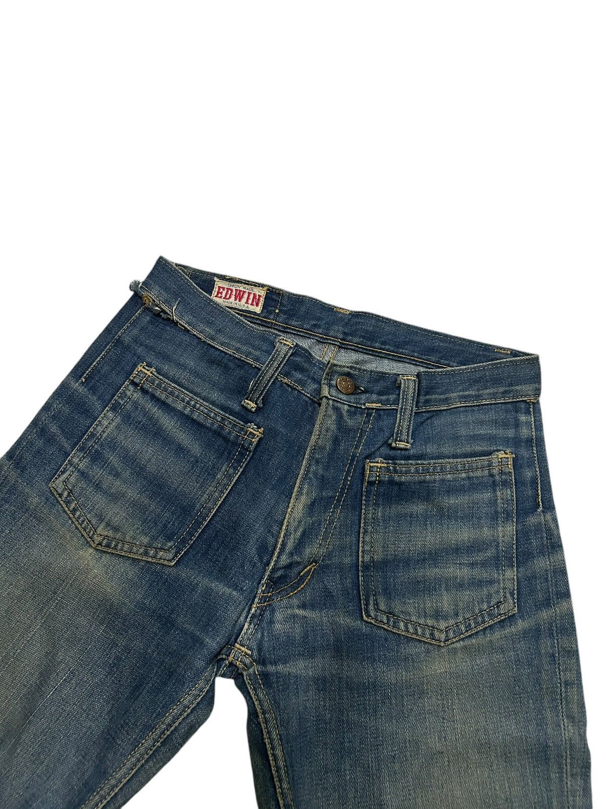 Japanese Brand × Kapital × Vintage Flare Edwin Vintage Made Usa distressed Denim Rare Design ☠️☠️ Size US 27 - 8 Thumbnail