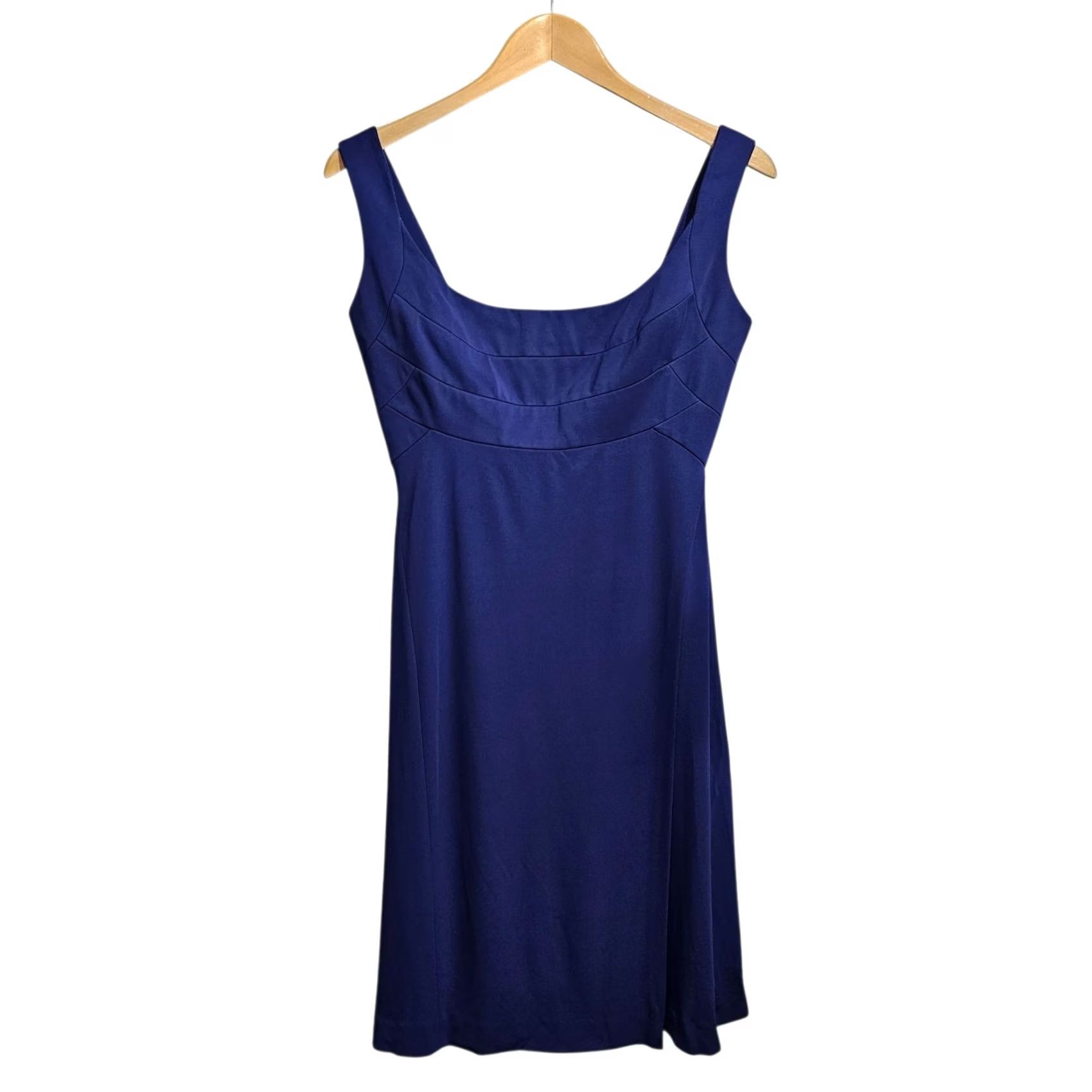 Vintage VINTAGE Herve Leger Navy Blue Dress Short Sleeveless Scoop Neck Zip 12 UK Designer Womens Size 34" / US 12 / IT 48 - 2 Thumbnail