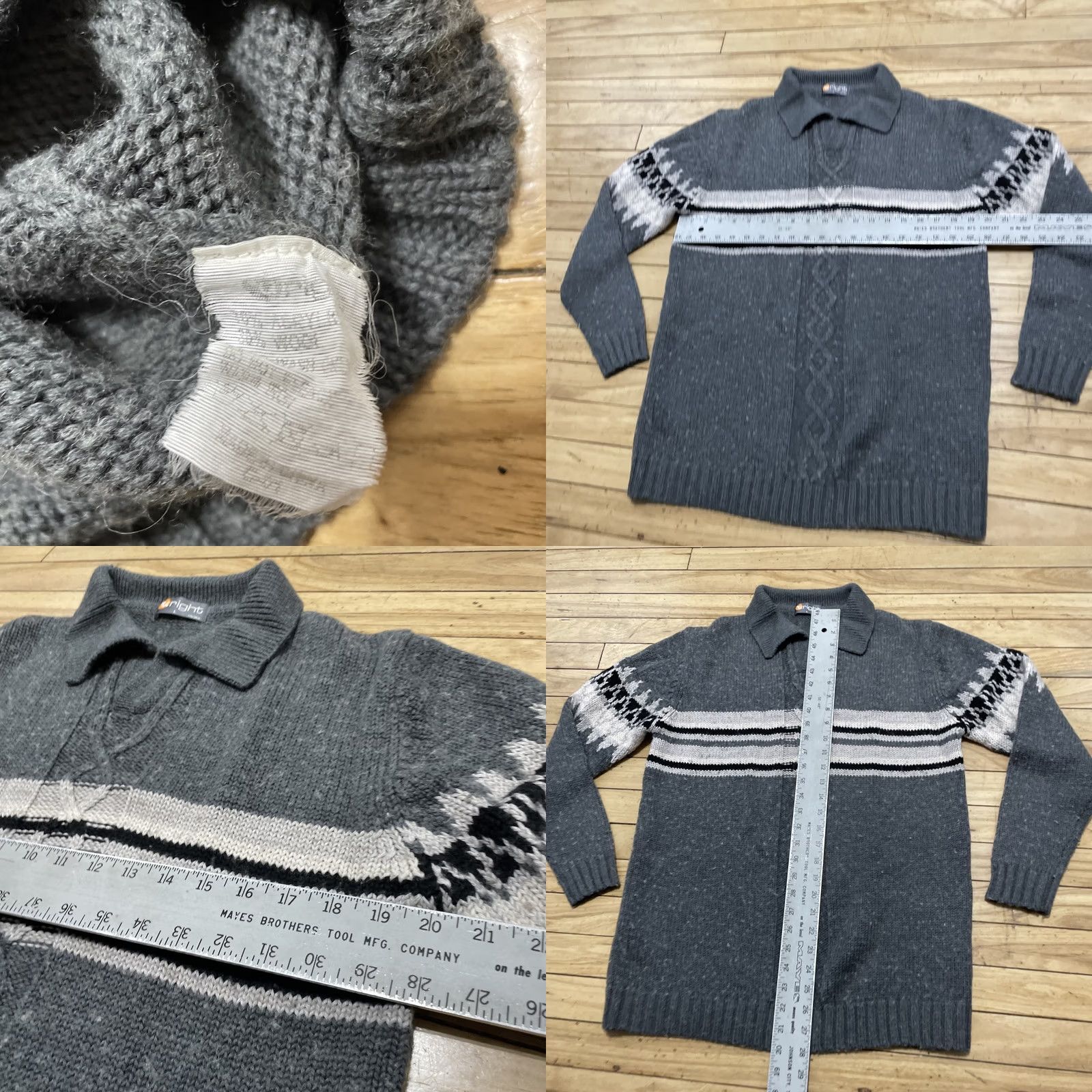 Vintage VINTAGE URIGHT Wool Sweater Cable-Knit Fair Isle Nordic Fisherman Cowl Long Sleeve Adult L Gray Wool Pullover Mens Size US L / EU 52-54 / 3 - 8 Thumbnail