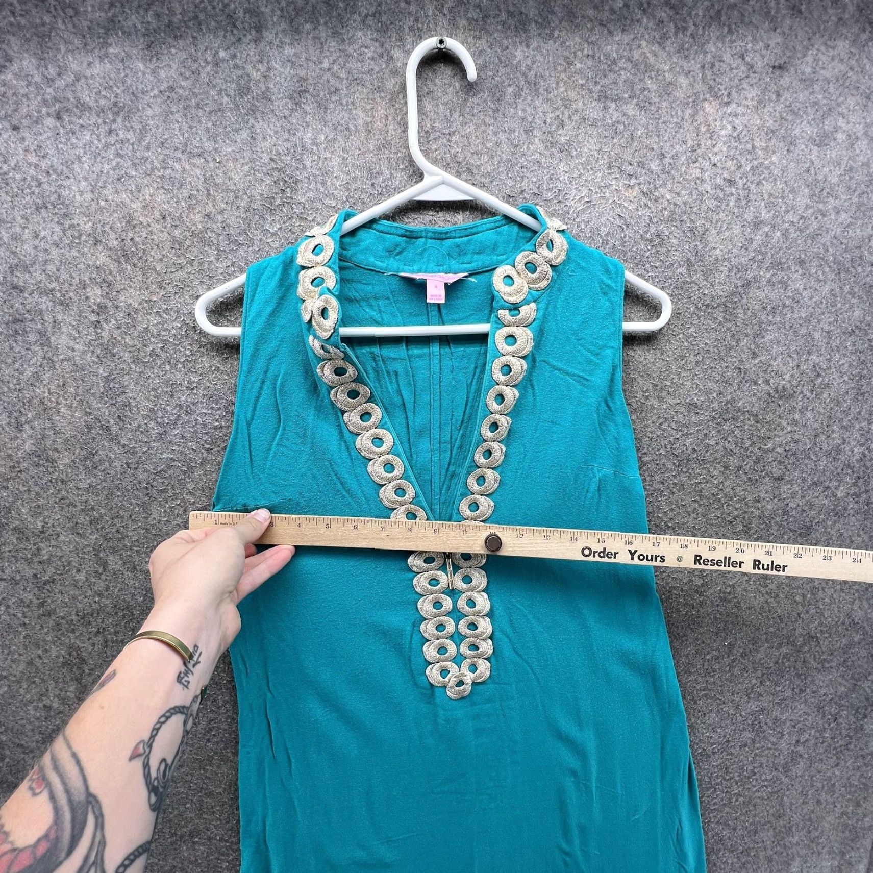 Lilly Pulitzer Lilly Pulitzer Dress Womens 4 Blue Beaded V Neck Sleeveless Shift Tunic Size S / US 4 / IT 40 - 4 Thumbnail
