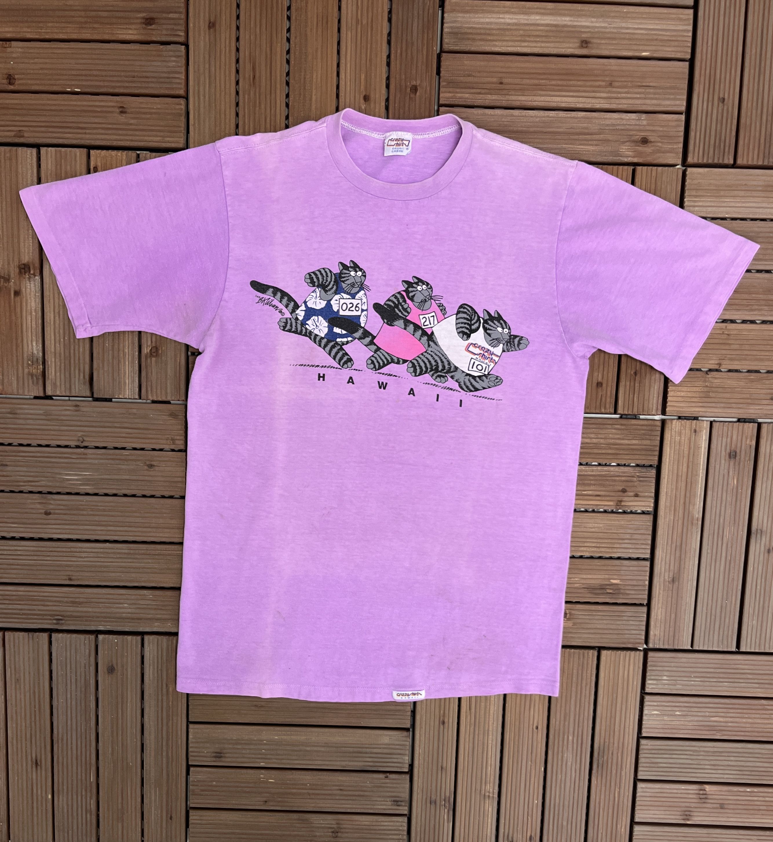 Vintage Hawaii Cat Race Vintage Purple T-Shirt Tee Size US L / EU 52-54 / 3 - 1 Thumbnail