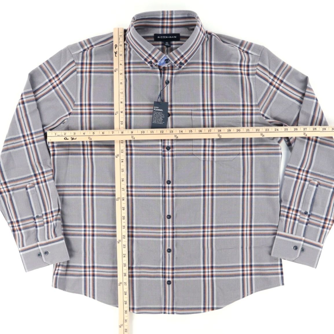 Mizzen+Main Mizzen + Main City Flannel Plaid Button Down Shirt Gray Men's 2XL Size US XXL / EU 58 / 5 - 3 Thumbnail