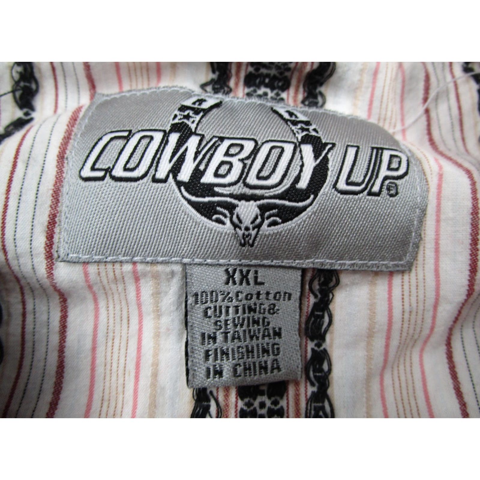 Vintage VINTAGE Cowboy Up Shirt Mens 2XL White/Red Striped Western Pearl Snap Long Sleeve Regular Adult XXL White Red Striped Pattern Western 90s Mens Size US XXL / EU 58 / 5 - 4 Thumbnail