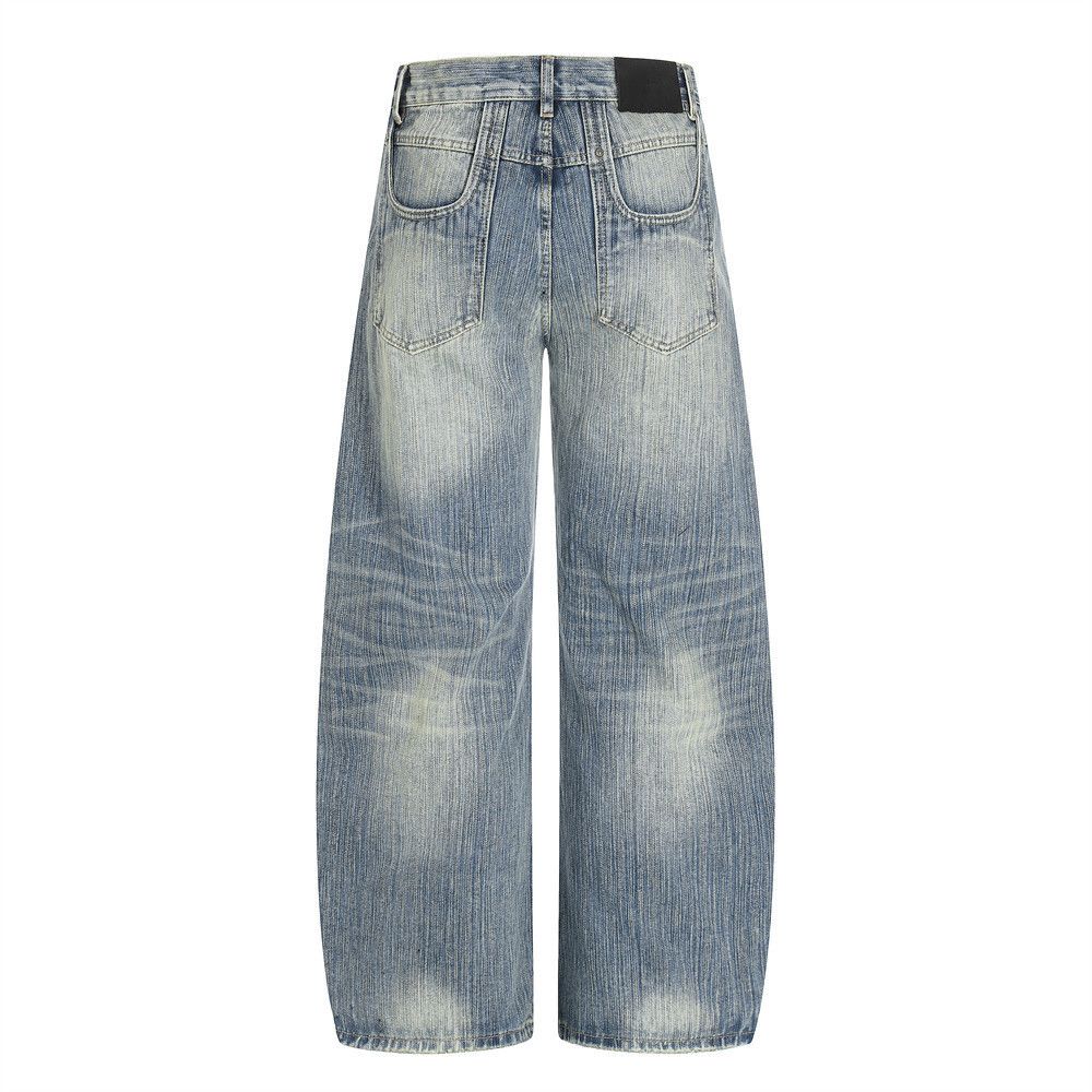 Jean Men's vintage distressed loose-fitting washed curved jeans Size US 32 / EU 48 - 2 Thumbnail