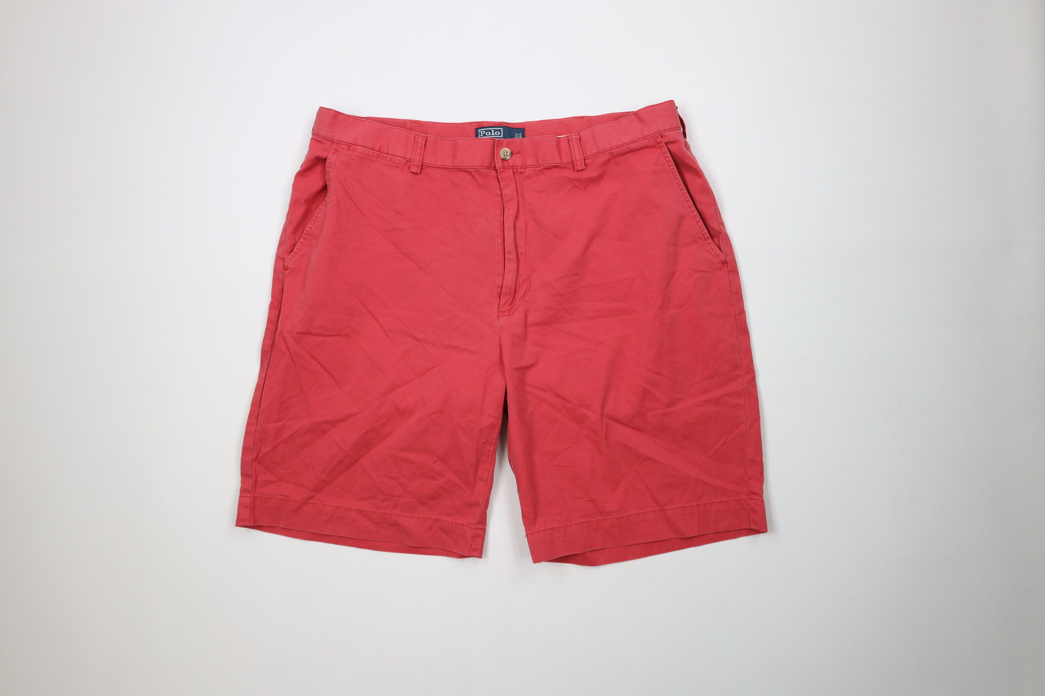 Ralph Lauren × Vintage Vintage 90s Ralph Lauren Above Knee Chino Shorts Red Cotton Size US 38 / EU 54 - 1 Thumbnail