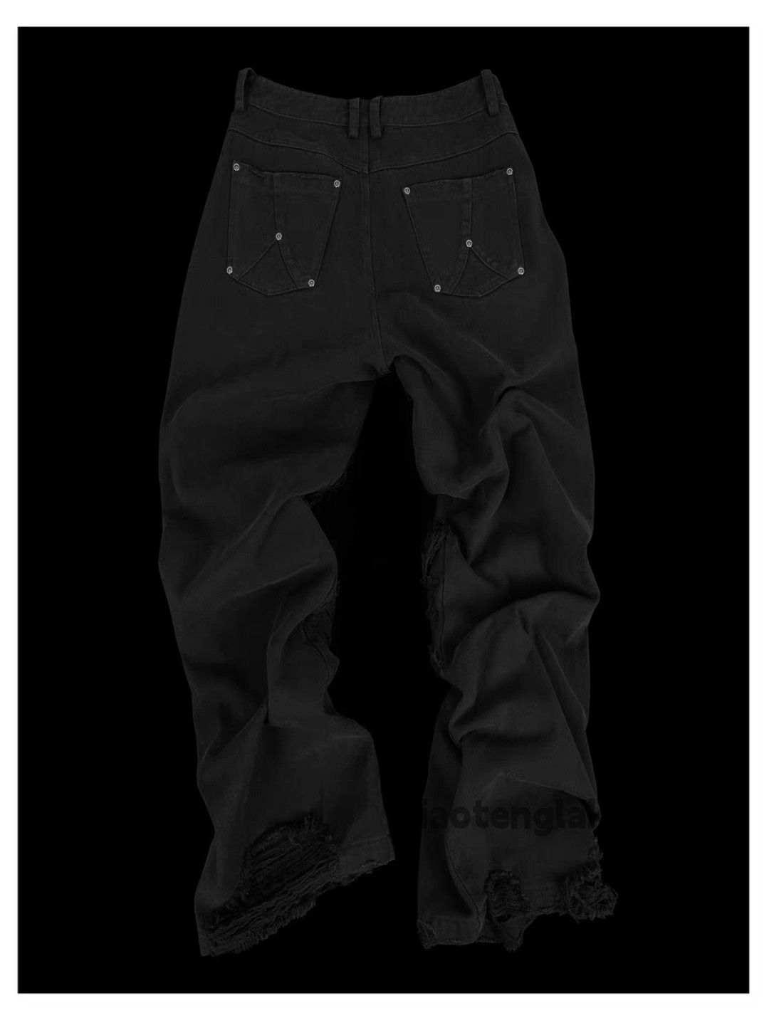 Jean × Vintage wax punk grunge bootcut damaged ripped hiphop jeans Size US 32 / EU 48 - 3 Thumbnail