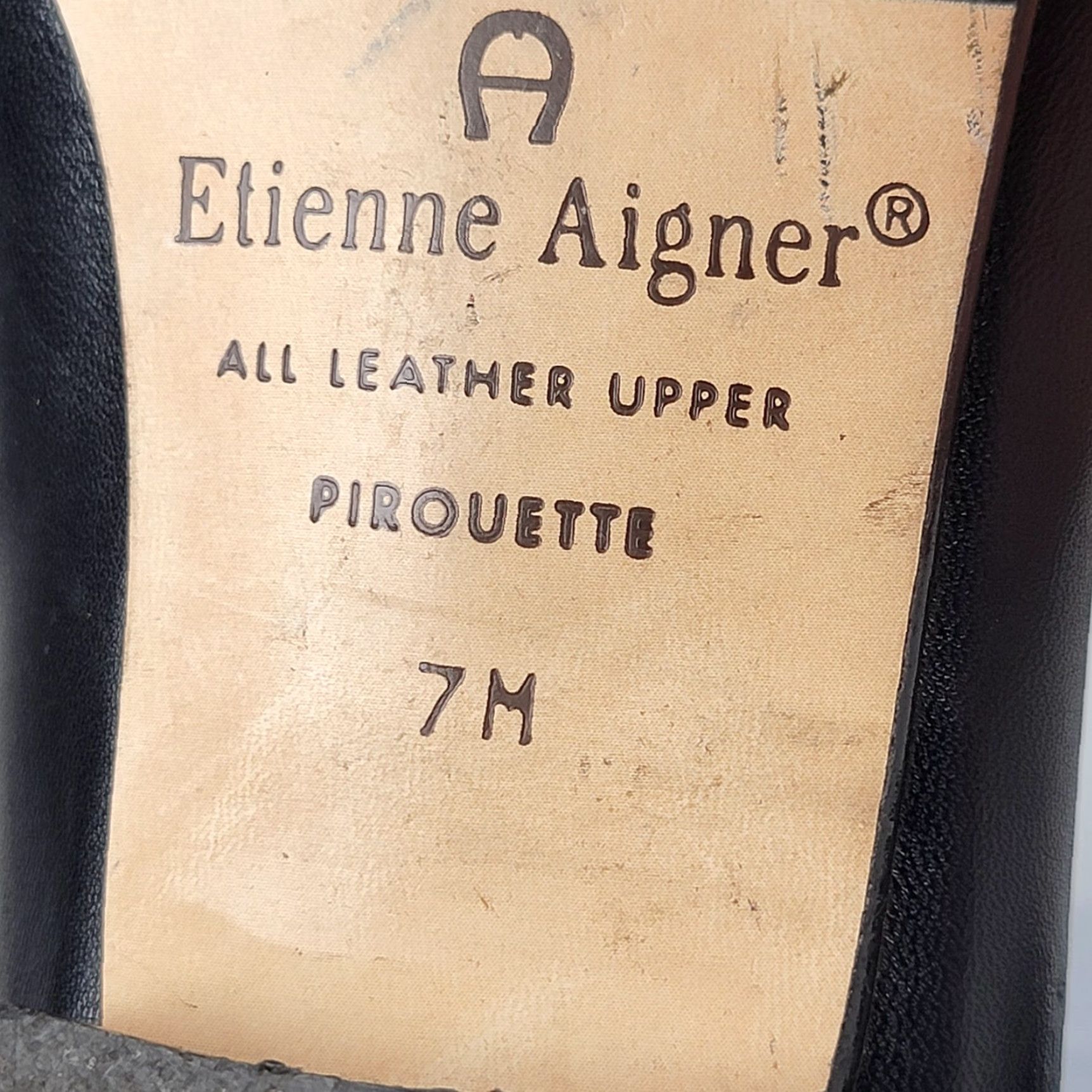 Etienne Aigner Etienne Aigner Ladies Strada Pumps Shoes Black Leather Square Toe 7M Slip On Heel Cone Cap Toe Womens Shoes Size US 7 / IT 37 - 7 Thumbnail