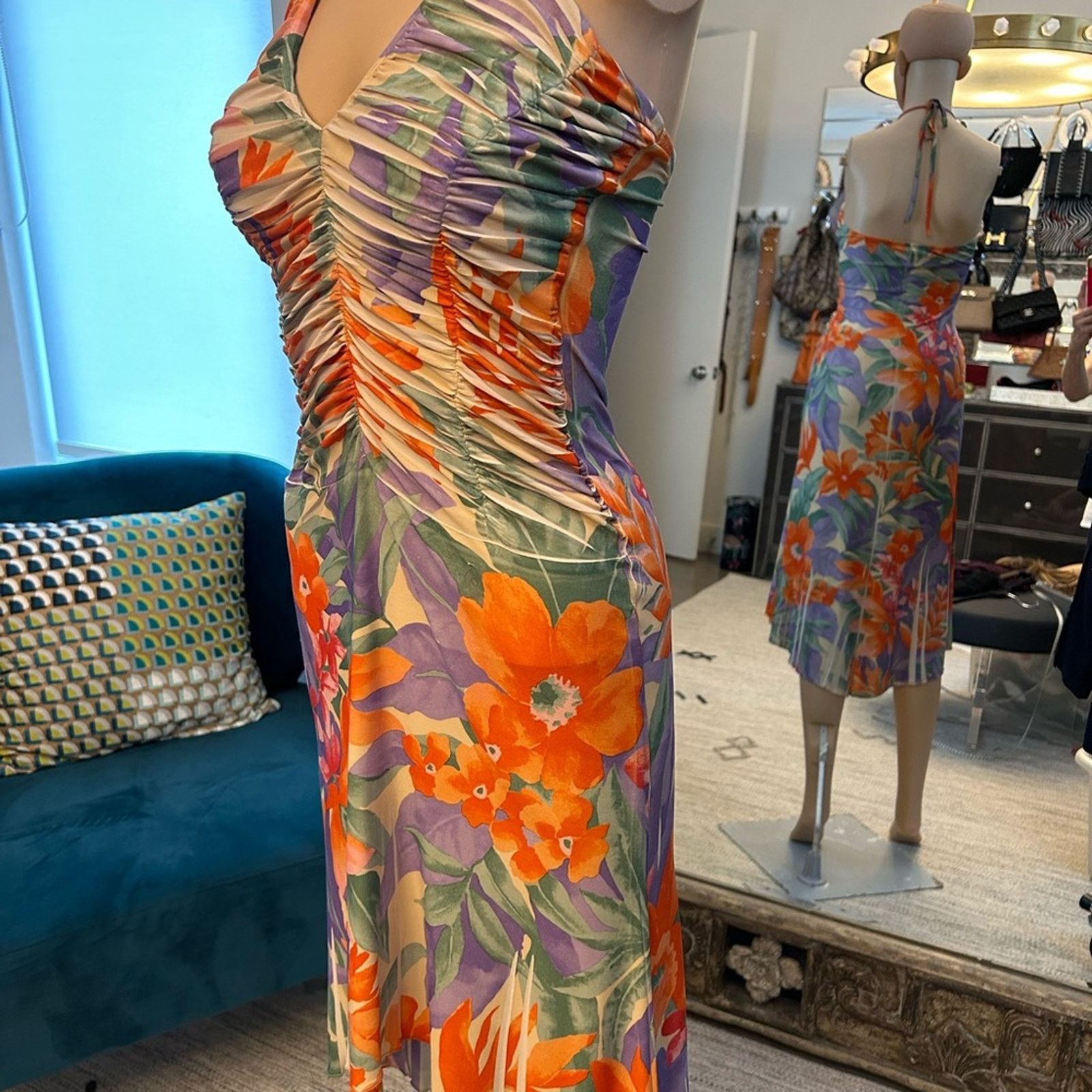 & Other Stories Women’s medium halter Tango dress in purple orange jersey Size M / US 6-8 / IT 42-44 - 2 Thumbnail