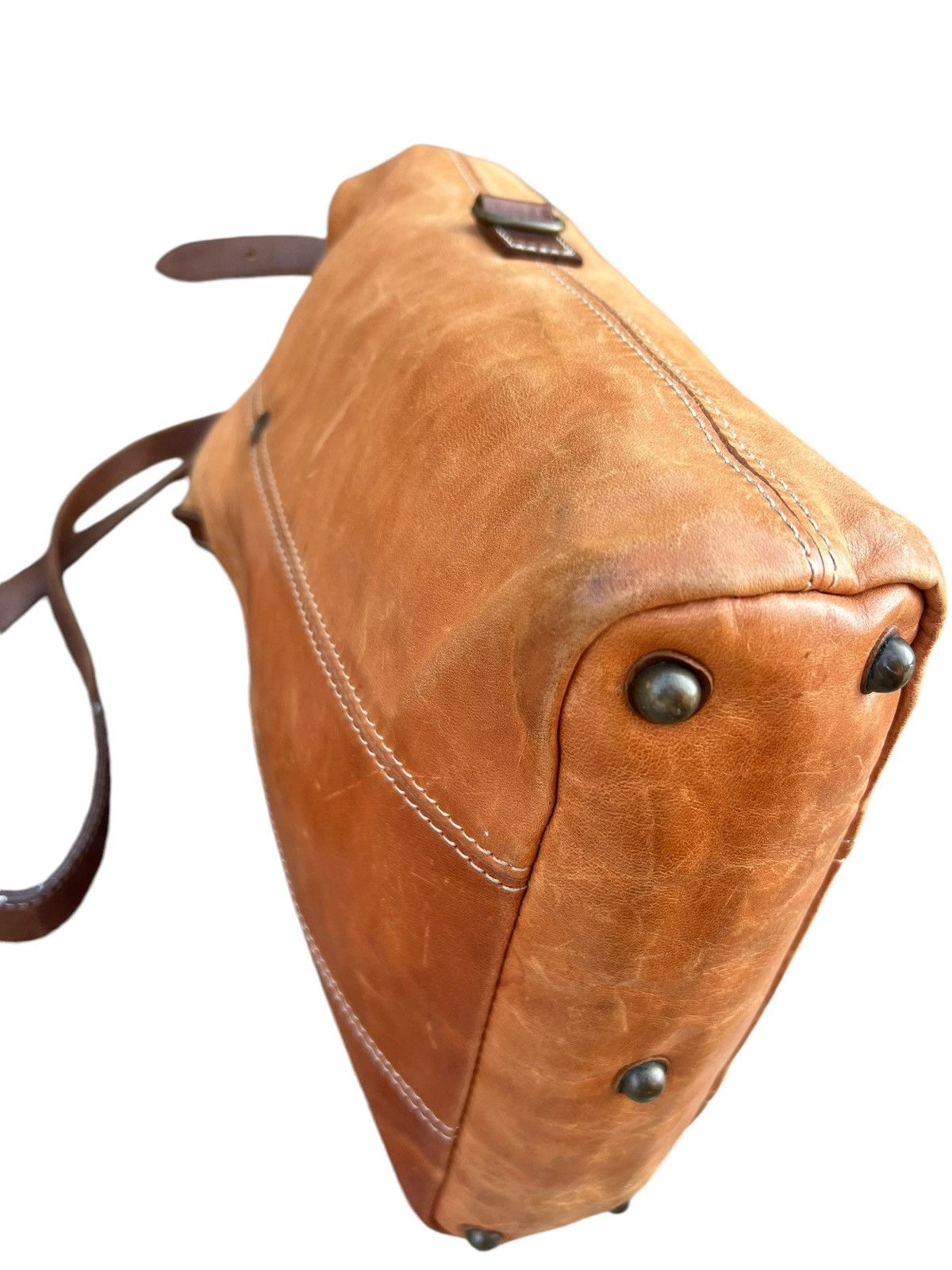 Leather Vintage REI Japan Distress Fade Patina Leather 2 Way Bag Size ONE SIZE - 16 Thumbnail