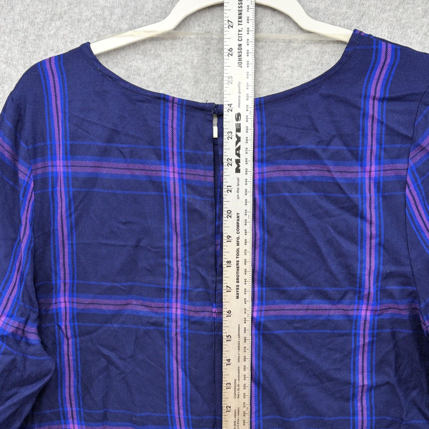 Sanctuary Shirt Womens L Blue Plaid Heartbreaker Ruffle Button Bell Sleeve Crew Neck Modern Lightweight Basic Blouse