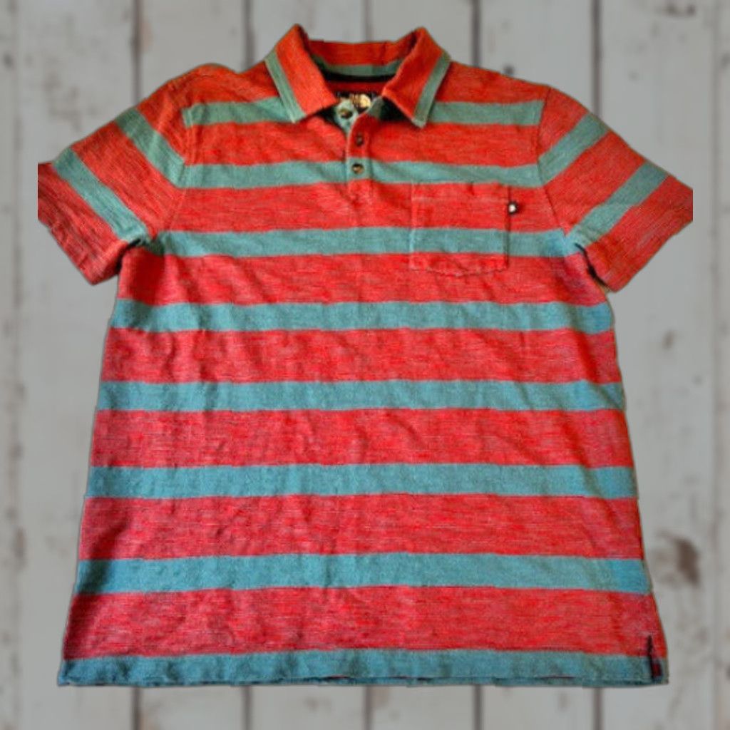 The North Face The North Face Mens Large Polo Shirt Short Sleeve Striped Red Blue Multicolor Cotton Polyester Button Closure Collared FIt Regular Mens 90s? Size US L / EU 52-54 / 3 - 1 Thumbnail