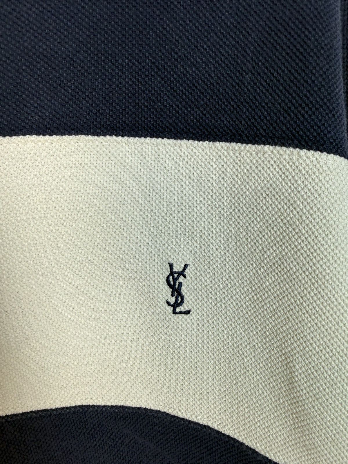 Yves Saint Laurent Pique YSL Crewneck Navy/White Striped YSL Sweatshirt Size US XXL / EU 58 / 5 - 3 Thumbnail