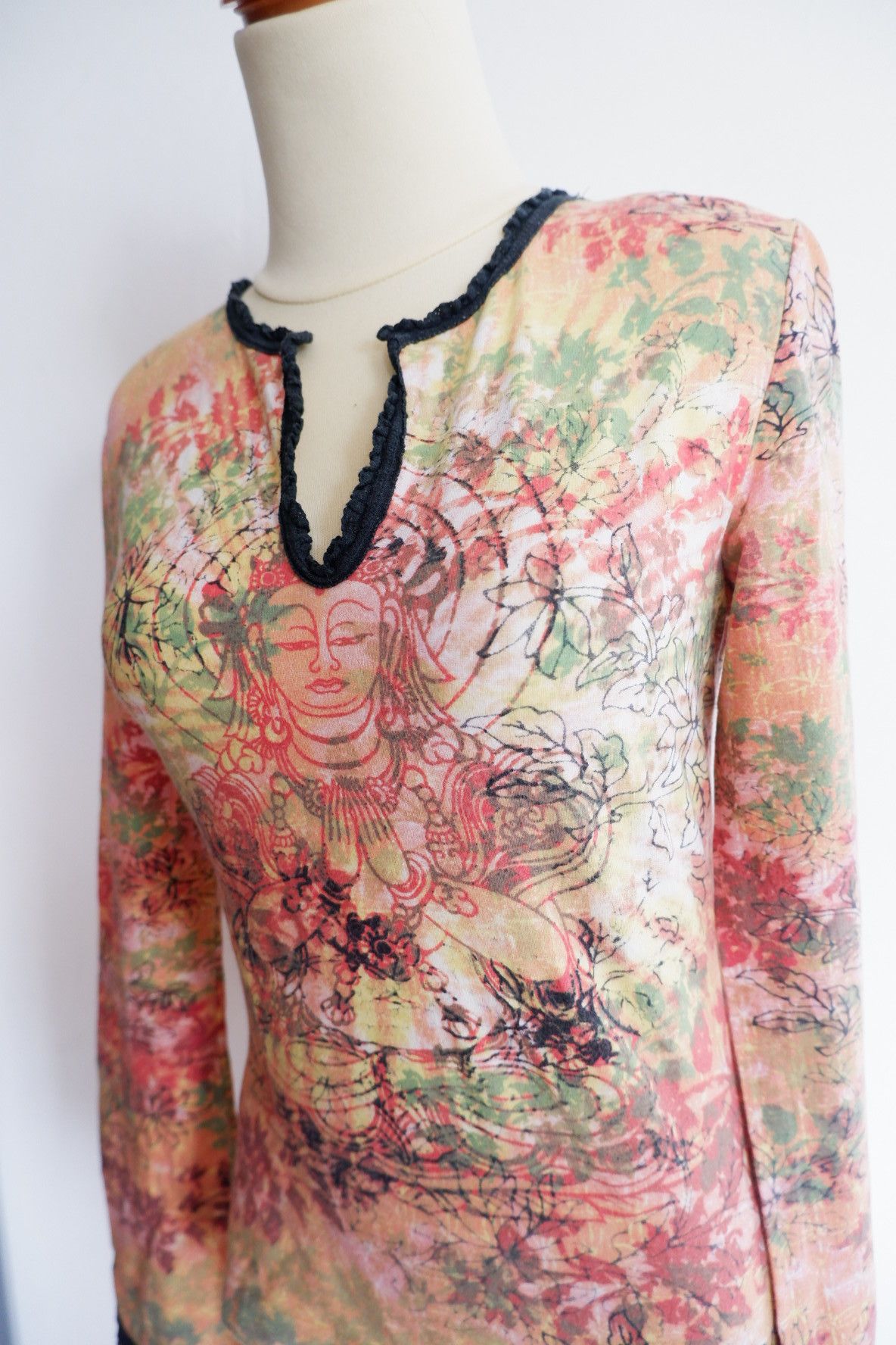 Vivienne Tam 1990s Vintage Rare Vivenne Tam Budha Printed Long Sleeve Size S / US 4 / IT 40 - 11 Thumbnail