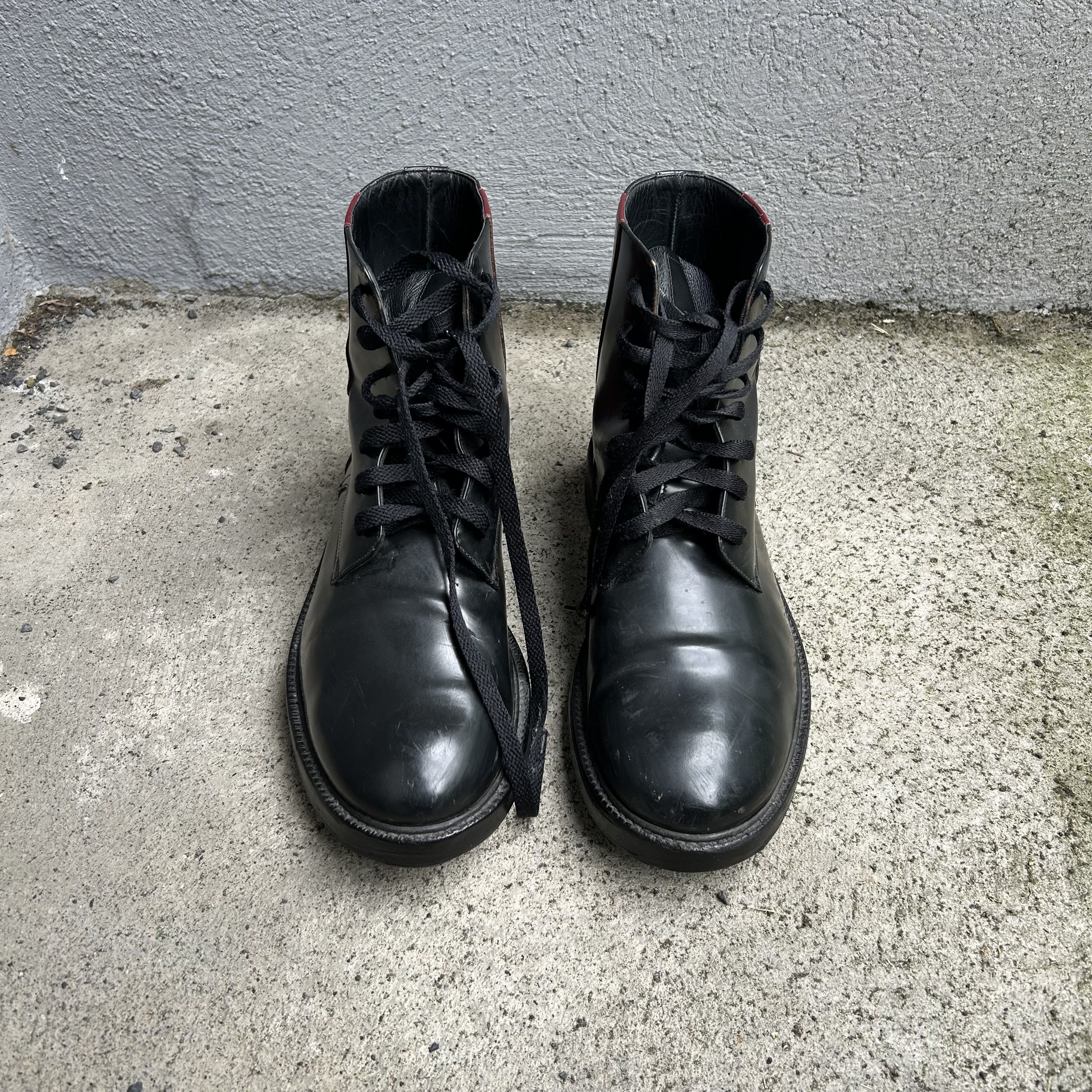 Calvin Klein 205W39NYC CK205 Black Patent Leather Combat Boots Shoes Size US 8 / EU 41 - 6 Thumbnail