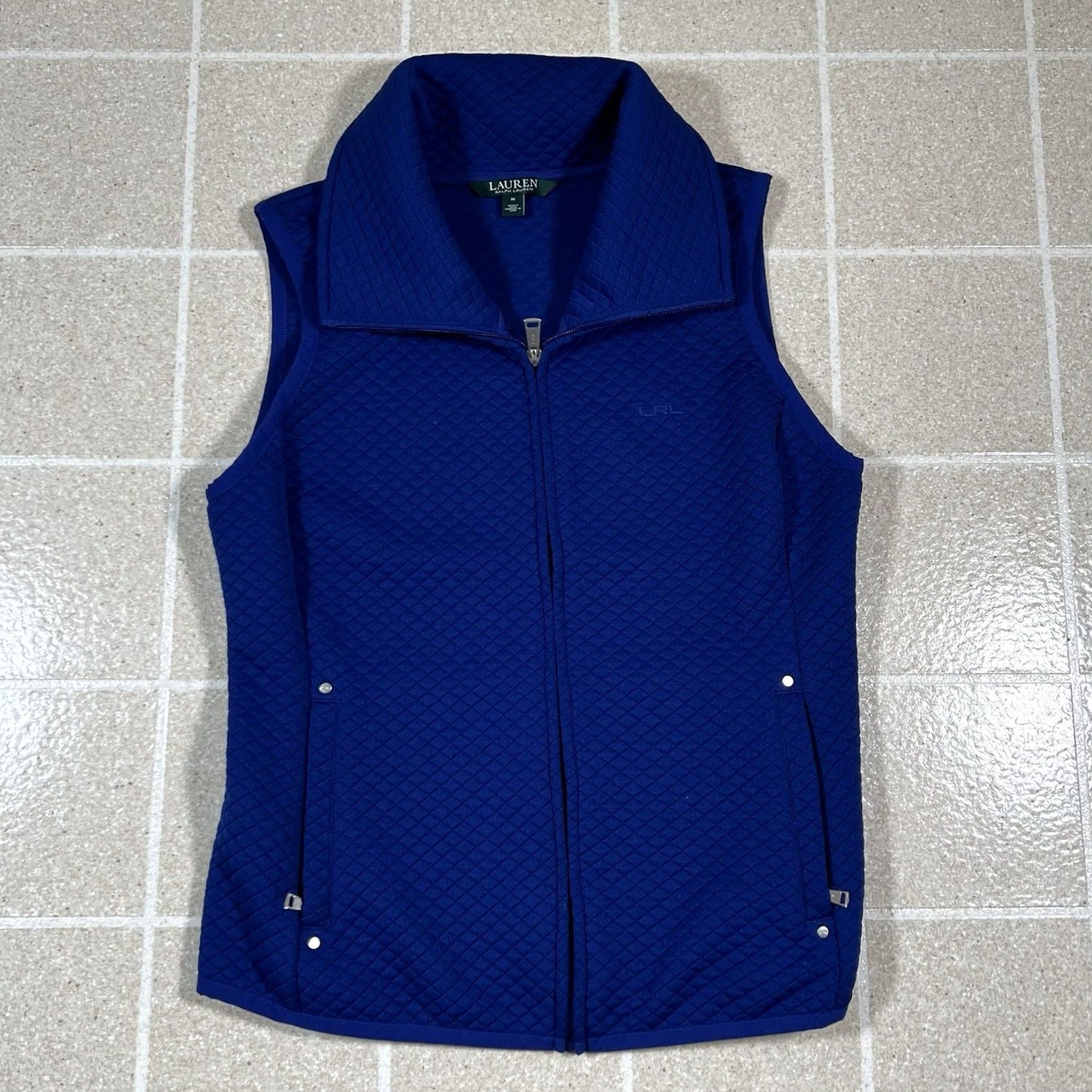 Ralph Lauren Lauren Ralph Lauren Vest Women's Zip Quilted Blue Diamond Size M High-Quality Outer Shell Polyester Size M / US 6-8 / IT 42-44 - 2 Thumbnail