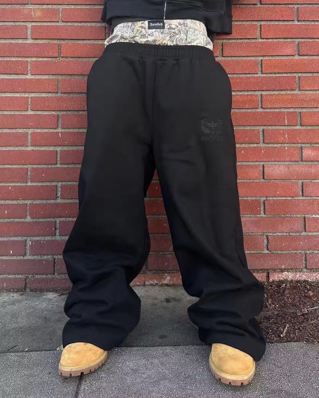 Harajuku Camouflage Embroidered Double Waist Sweatpants