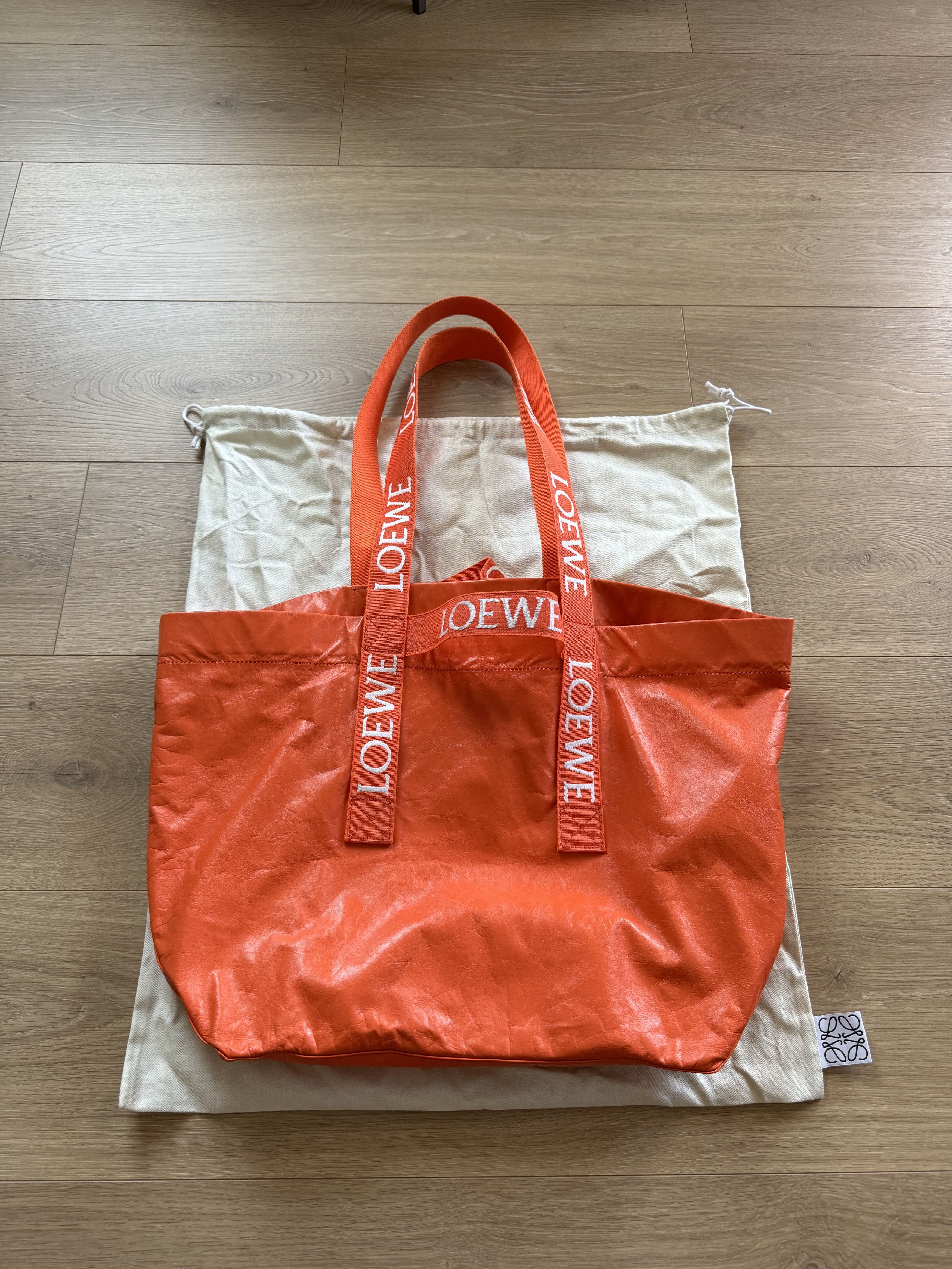 Loewe Loewe Fold Shopper Tote - Orange Leather Size ONE SIZE - 7 Thumbnail