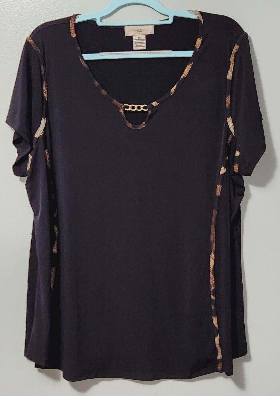 Designer Diana Belle Top Plus Size 3x Black Leopard Eyelet Stretch Size 3XL / US 20-22 - 1 Thumbnail