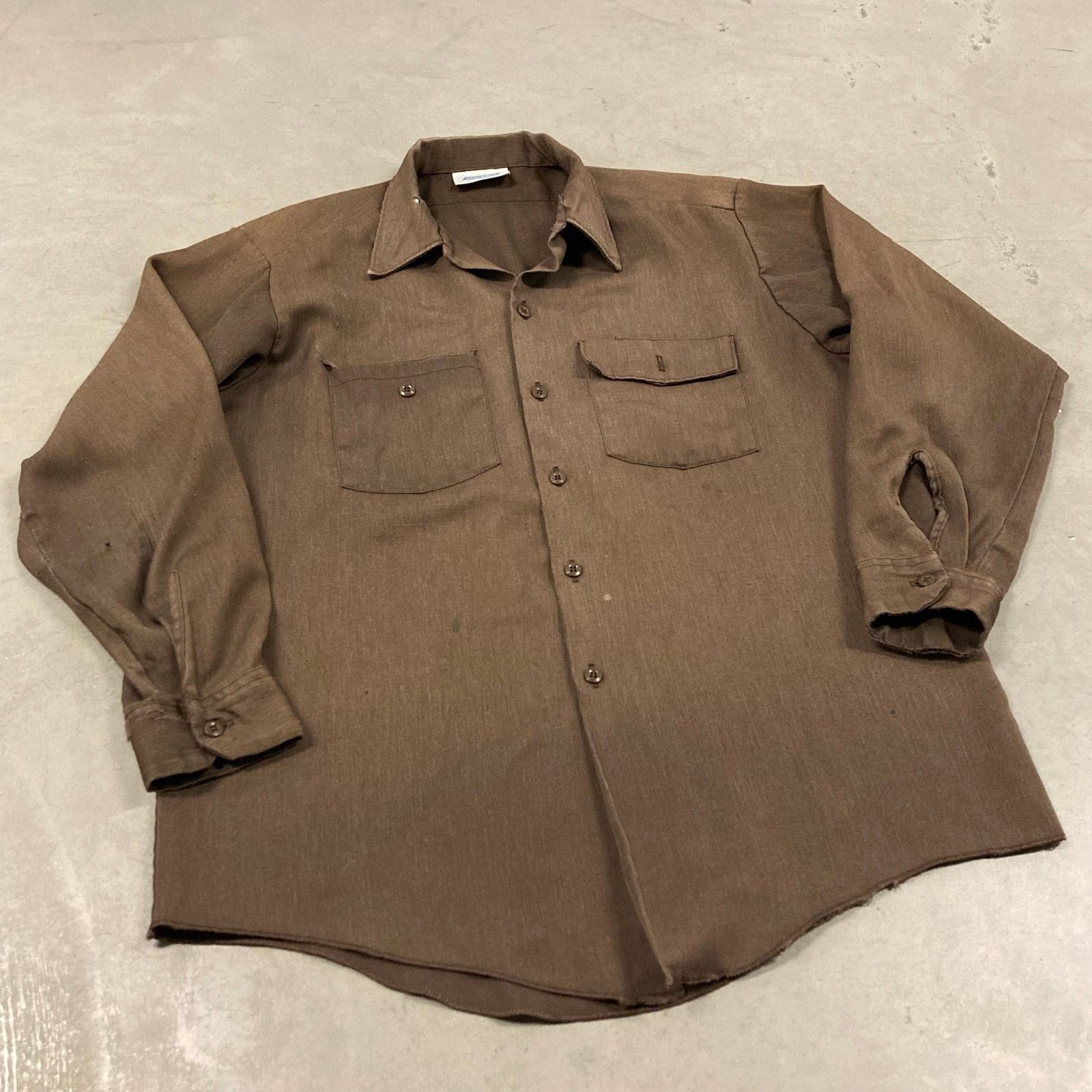 Distressed dickies mechanic button up shirt