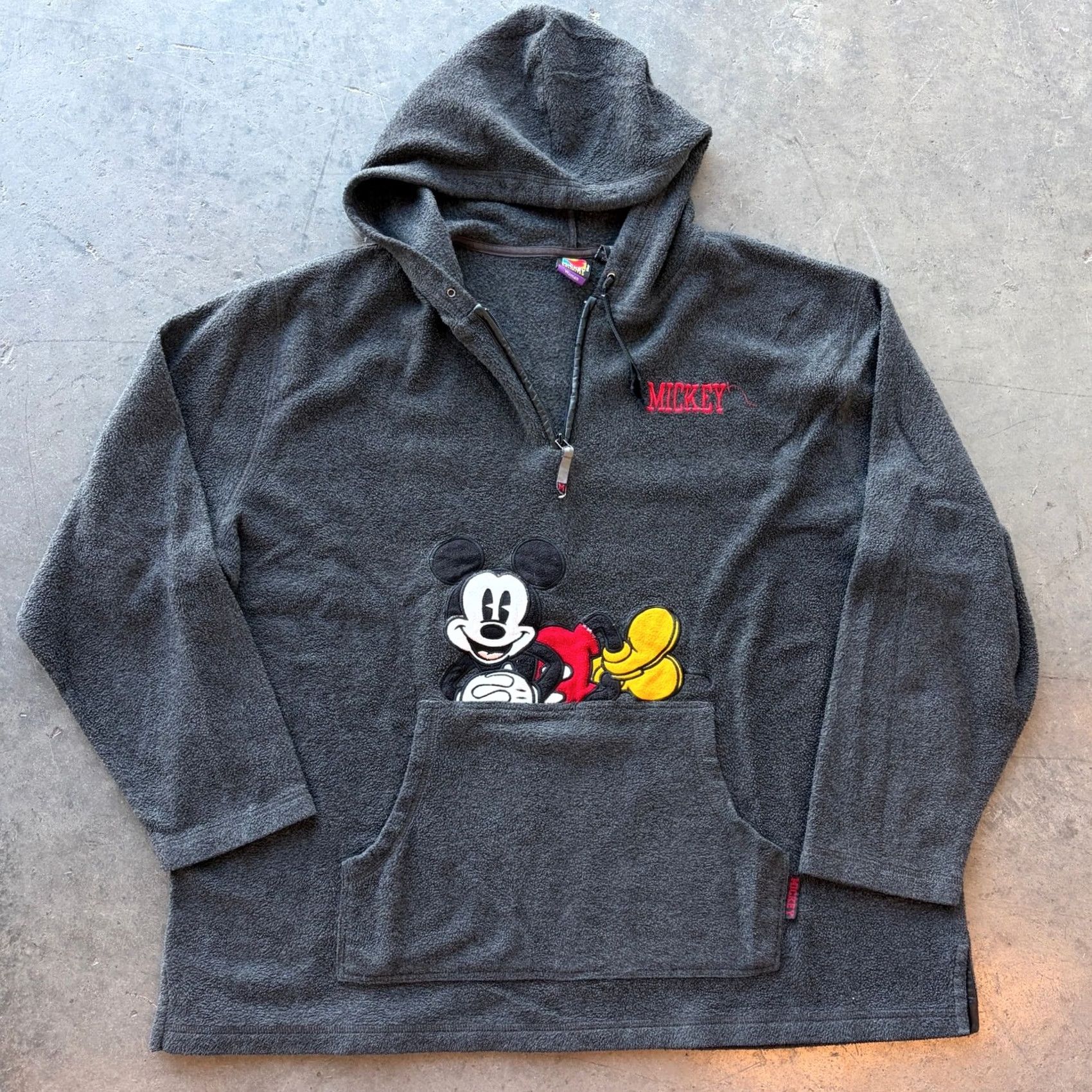 Vintage VINTAGE Mickey Mouse Embroidered Fleece Hoodie Pullover Sweatshirt Gray L Womens Size L / US 10 / IT 46 - 2 Thumbnail