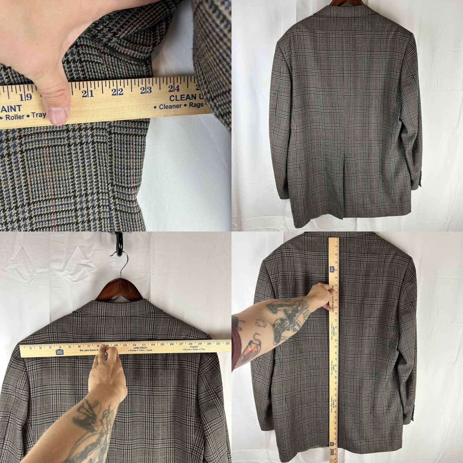 Brooks Brothers Brooks Brothers Blazer Mens 44 Gray Plaid Wool Tweed Two-Button Notch Lapel Single Breasted Sport Coat Long USA 2 Piece Business Casual Mens Size 44R - 9 Thumbnail