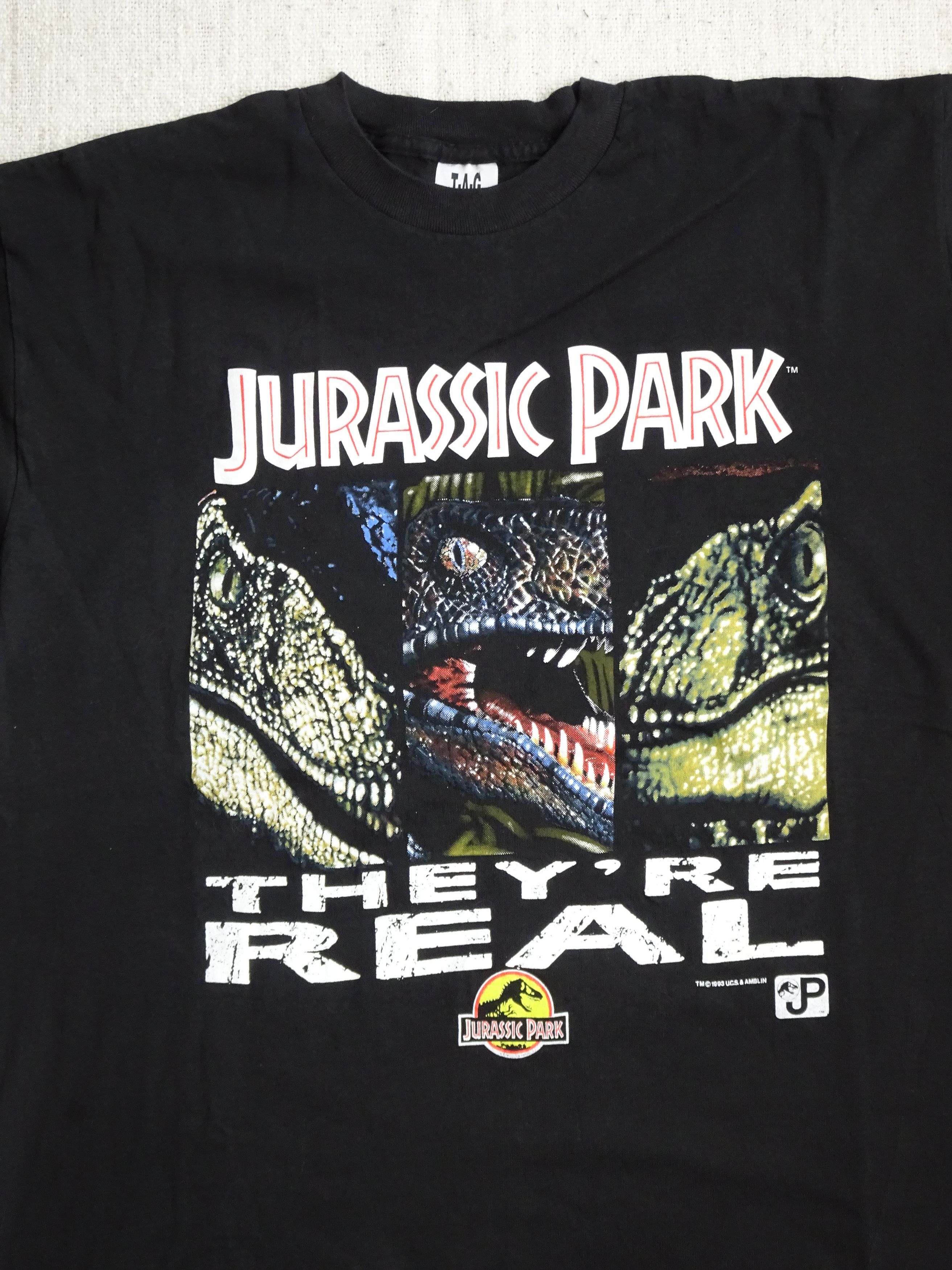 Vintage Vtg 90s Single Stitch Jurassic Park Graphic Tee T.A.G Size US XL / EU 56 / 4 - 2 Thumbnail