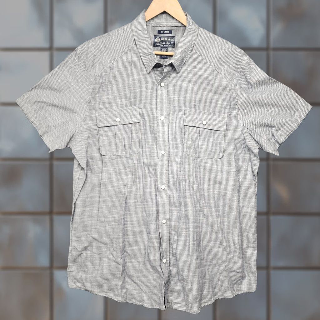 Vintage VINTAGE American Rag Shirt Mens 2XL Short Sleeve Pearl Snap Blue Woven 100% Cotton NEW Size US XXL / EU 58 / 5 - 1 Thumbnail
