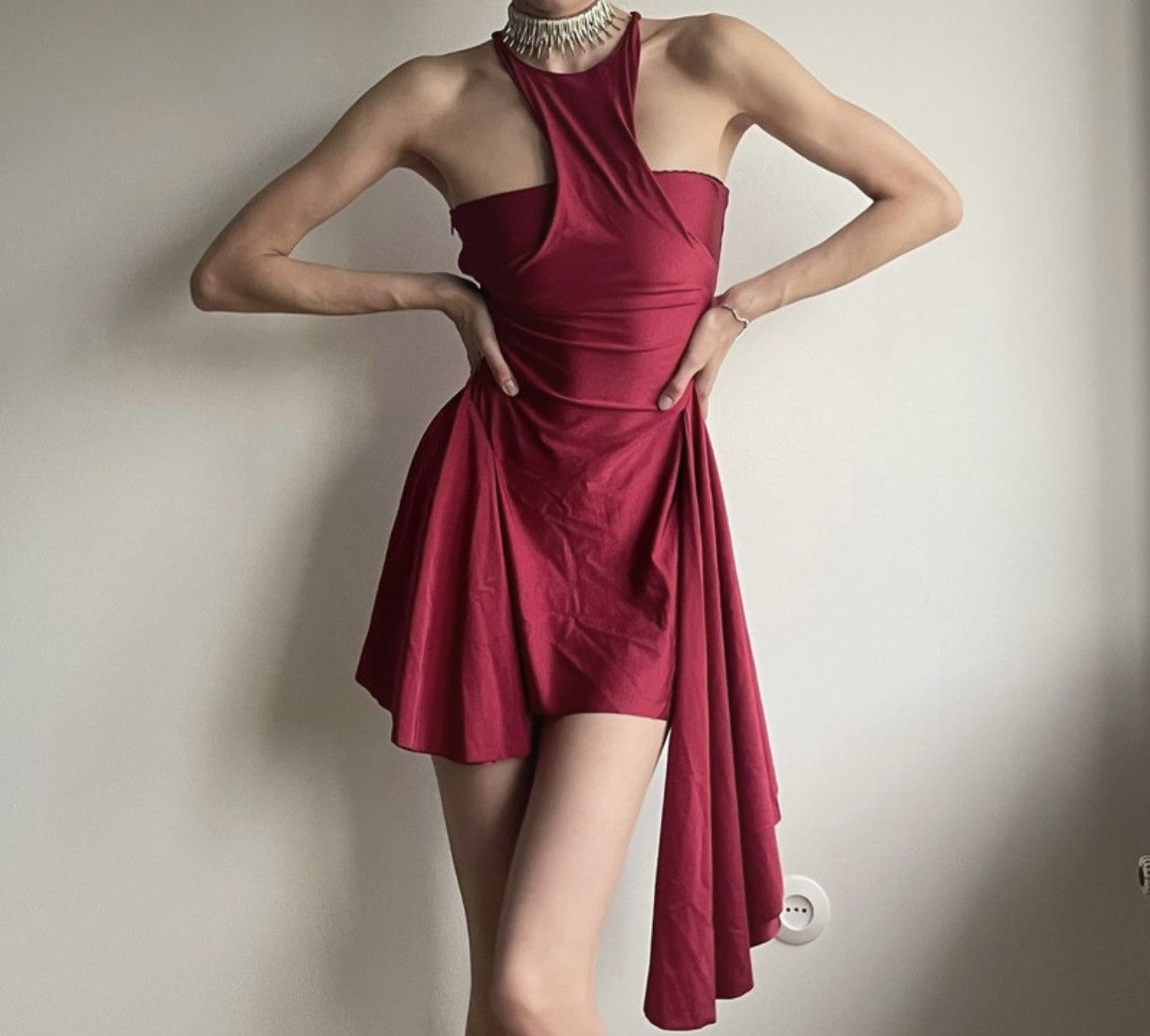 Other Red asymmetrical mini dress coquette ellegant dancing Size XS / US 0-2 / IT 36-38 - 2 Thumbnail