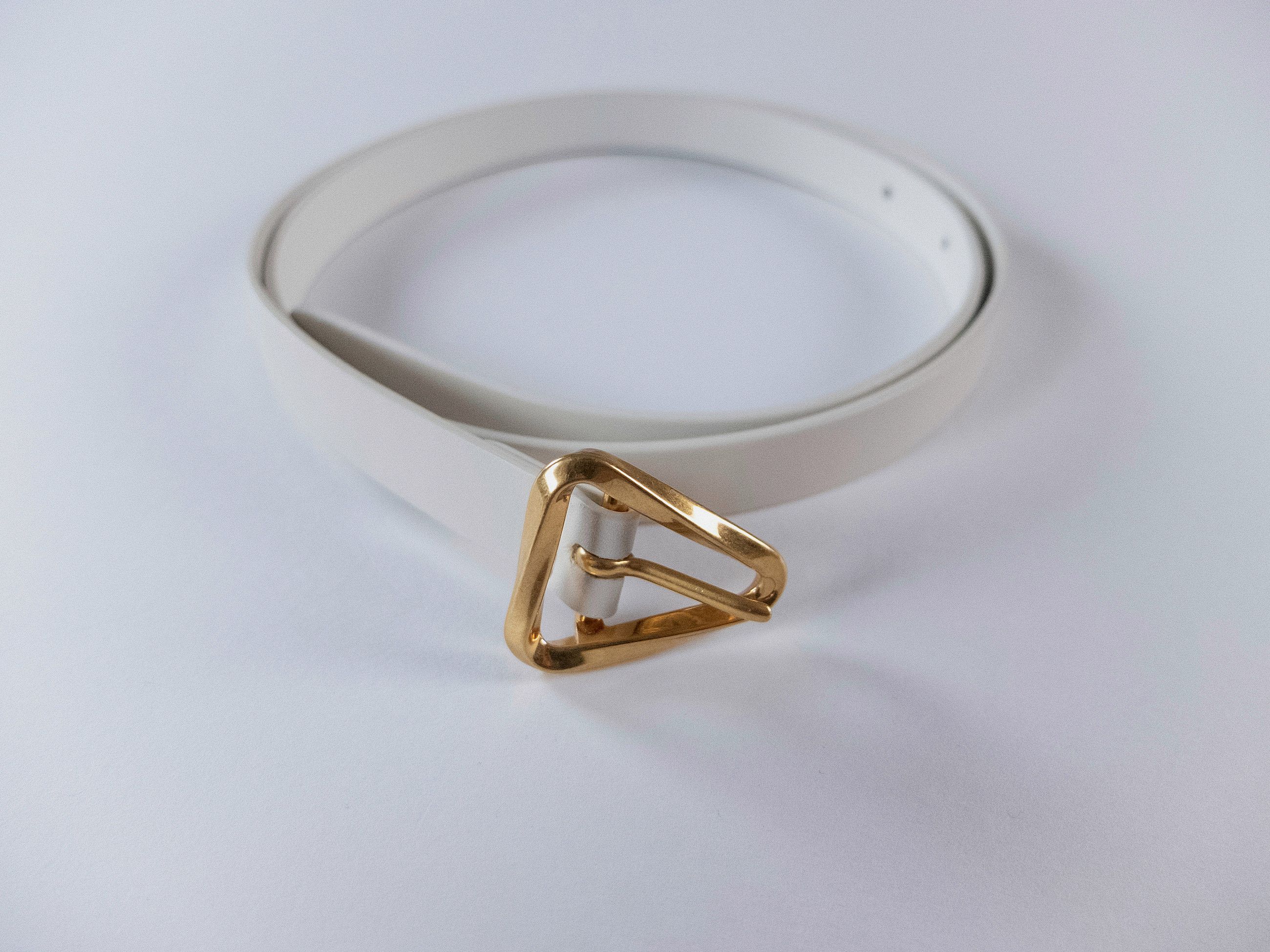 Bottega Veneta BOTTEGA VENETA Triangle white thin leather belt 80 Size ONE SIZE - 2 Thumbnail
