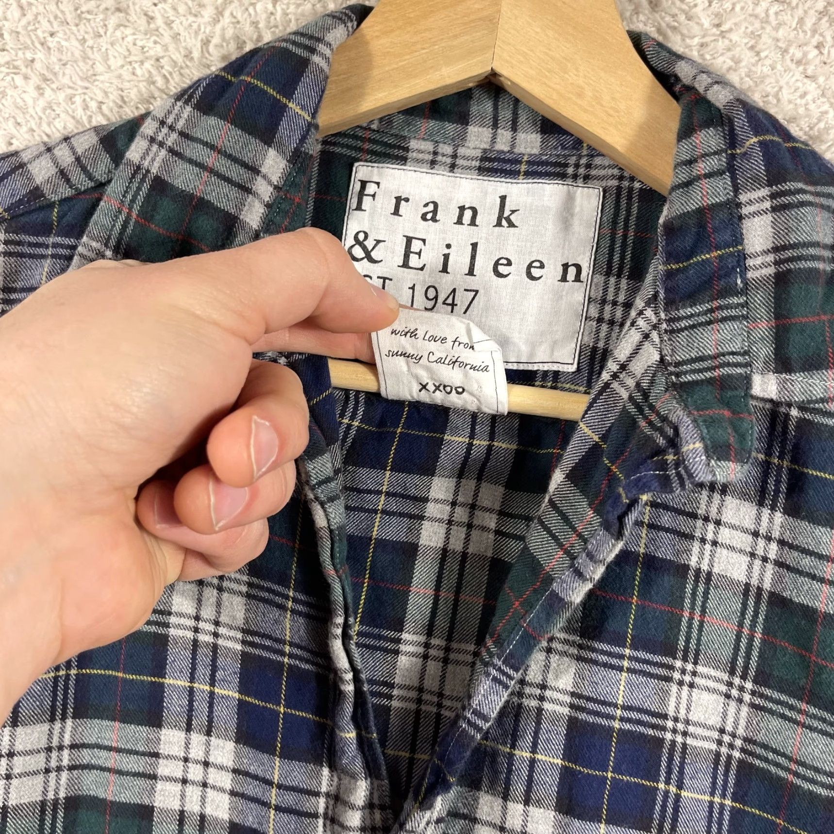 Frank & Eileen Frank & Eileen Shirt Women's XXS Plaid Green Blue Button-Up Cotton Italy Flannel Size XXS / US 00 / IT 34 - 4 Thumbnail