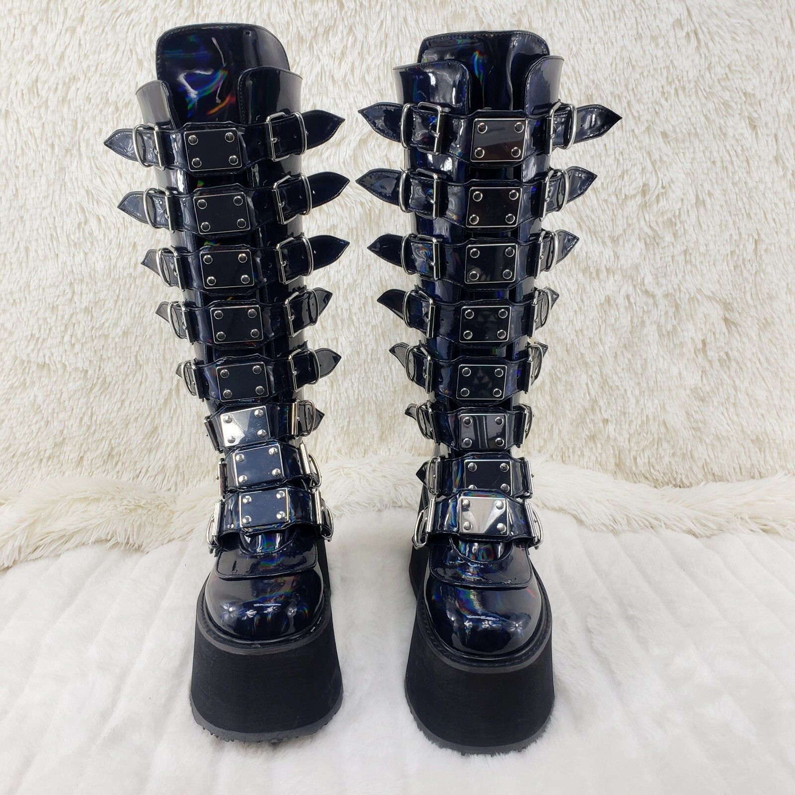 Other DEMONIA Damned 318 Multi Strap Goth Punk 3.5" Platform Boot Size US 7 / IT 37 - 5 Thumbnail