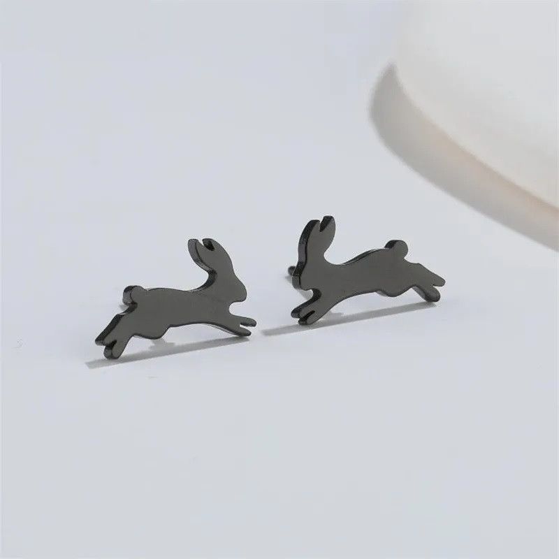 Jewelry Running Rabbit Stud Earrings Charm Earring Gift Size ONE SIZE - 1 Preview
