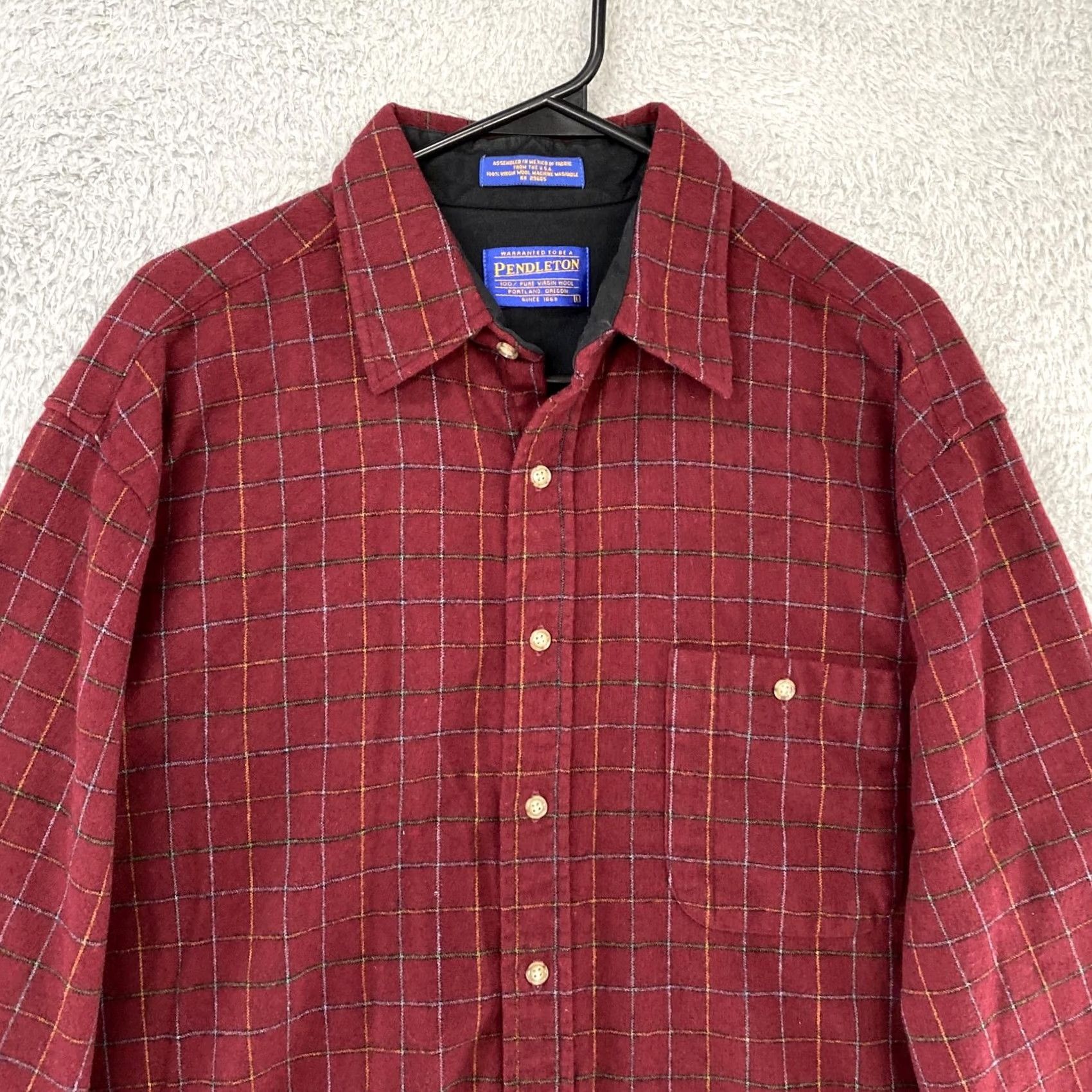 Pendleton Pendleton Shirt Mens Large Red Plaid 100% Wool Elbow Patch Washable Wool Western Size US L / EU 52-54 / 3 - 2 Thumbnail