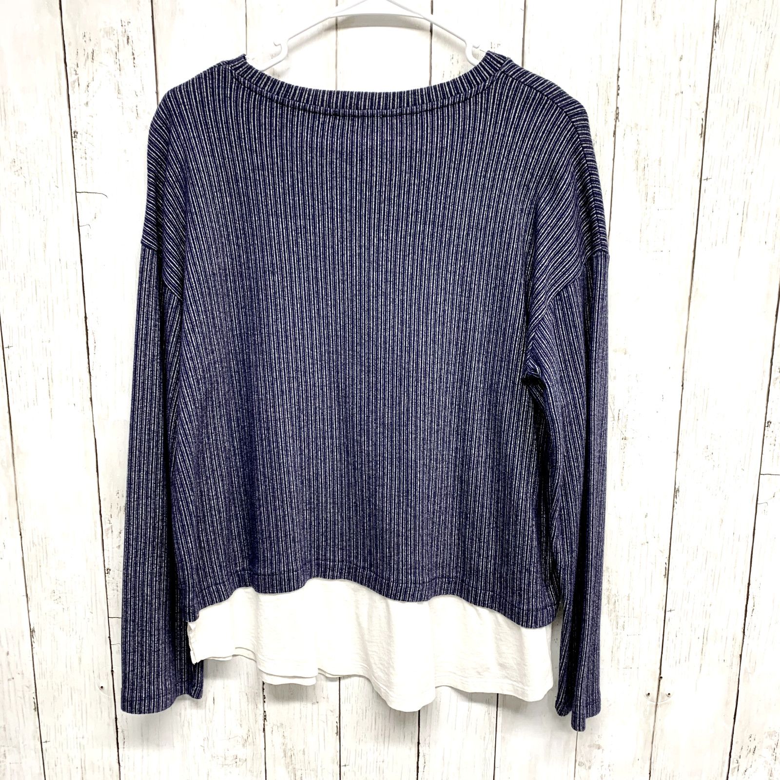Zara Zara Top MD Long Sleeve Navy Crewneck Texture Double Layer Size M / US 6-8 / IT 42-44 - 4 Thumbnail