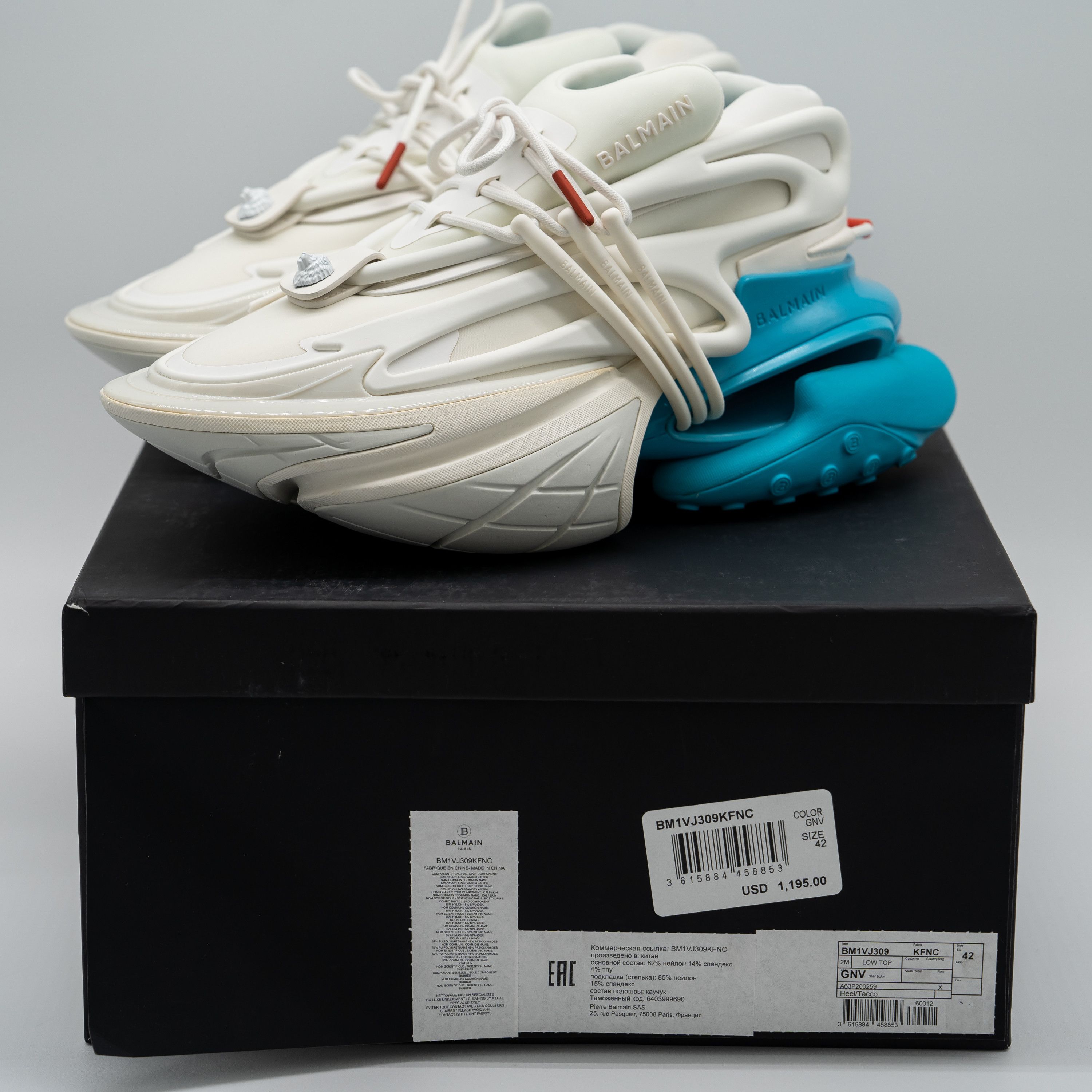 Balmain 42 9 US Balmain Unicorn White Blue Sneakers Neoprene Size US 9 / EU 42 - 13 Thumbnail