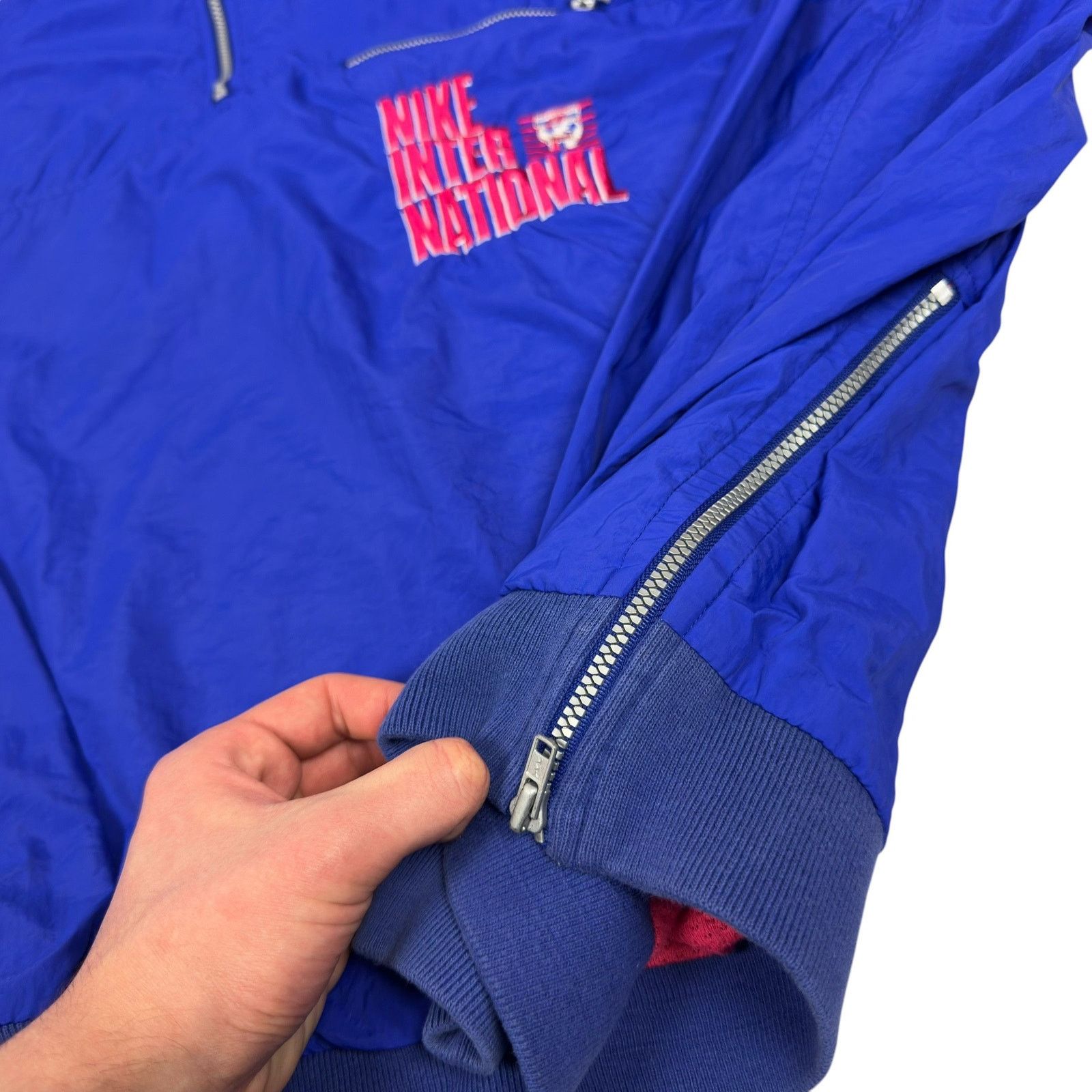 Nike Vintage 90s Nike International Men's Blue Quarter Zip Jacket Size US L / EU 52-54 / 3 - 6 Thumbnail