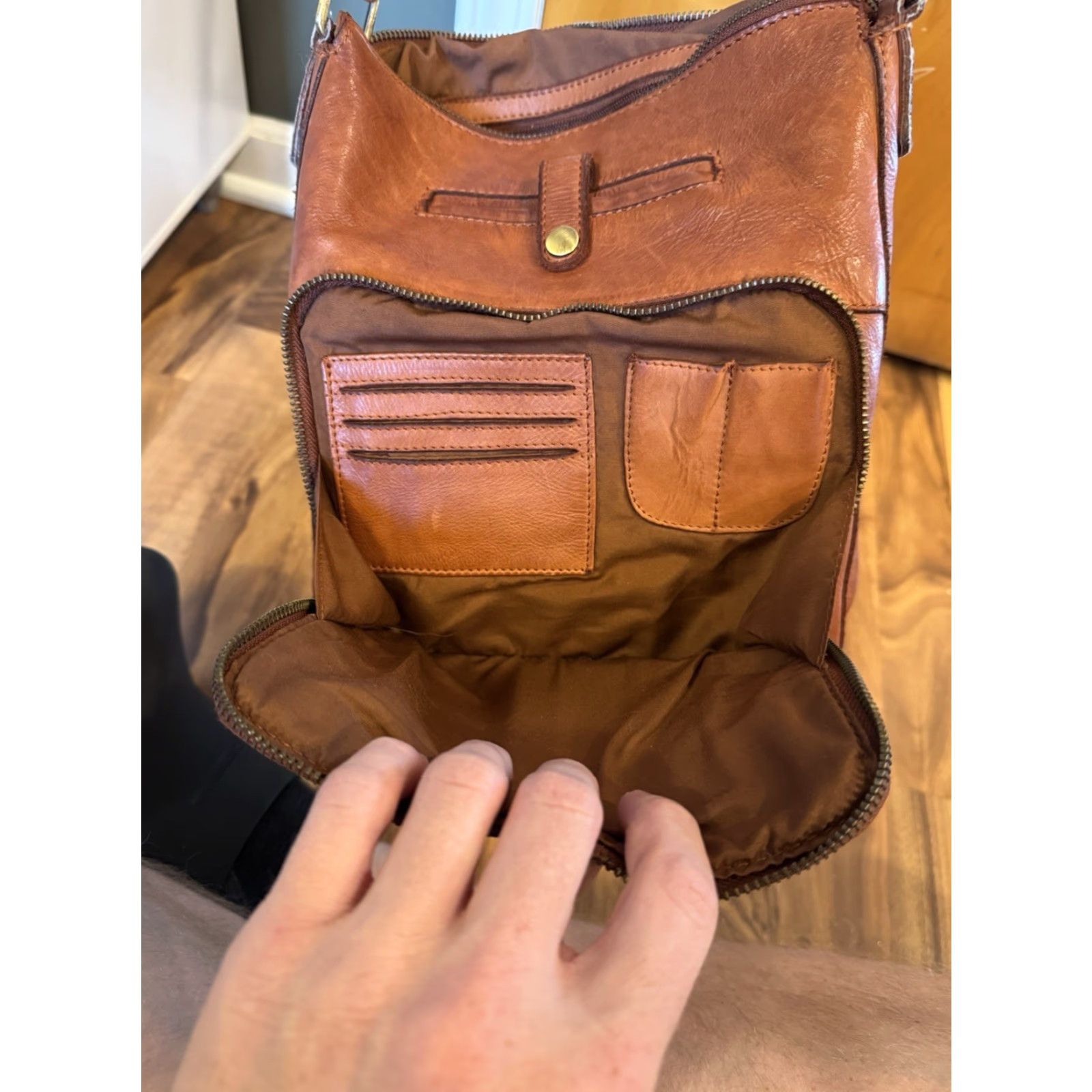 Vintage Milo Luna Cognac Leather Crossbody Bag Medium Size ONE SIZE - 7 Thumbnail