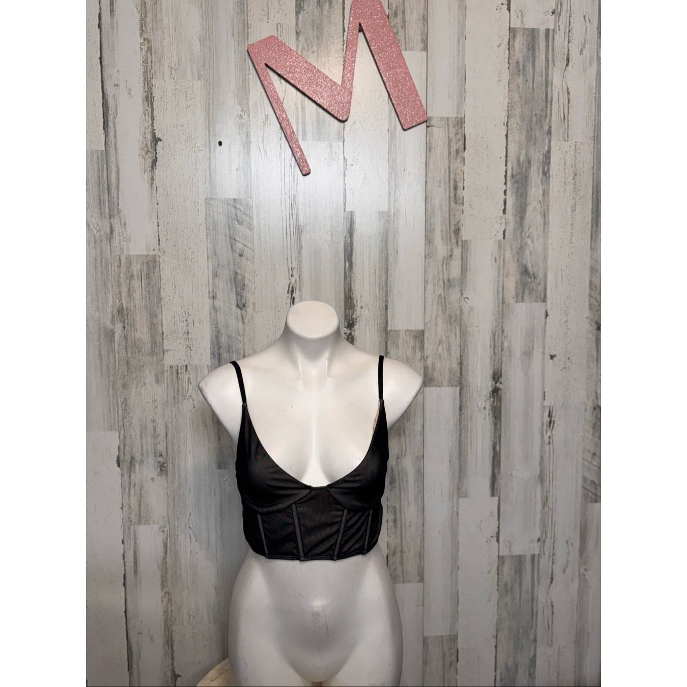 Forever 21 Forever 21 Black Mesh Corset Crop Top Women’s Medium Size M / US 6-8 / IT 42-44 - 1 Thumbnail