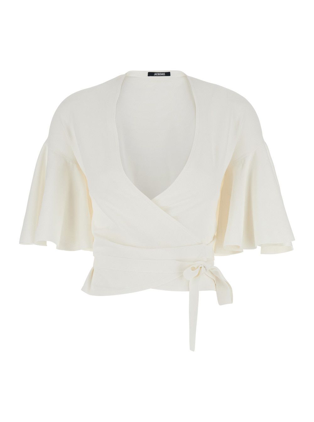 Jacquemus White Top with Crossed Neck In Tech Fabric for Women Size M / US 6-8 / IT 42-44 - 1 Thumbnail