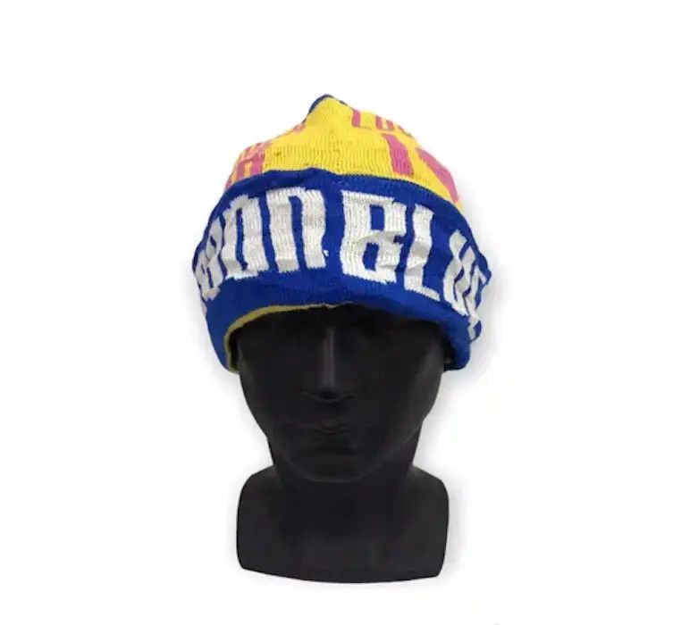 Japanese Brand Blue Moon Blue Spellout Beanie Hat Size ONE SIZE - 2 Thumbnail