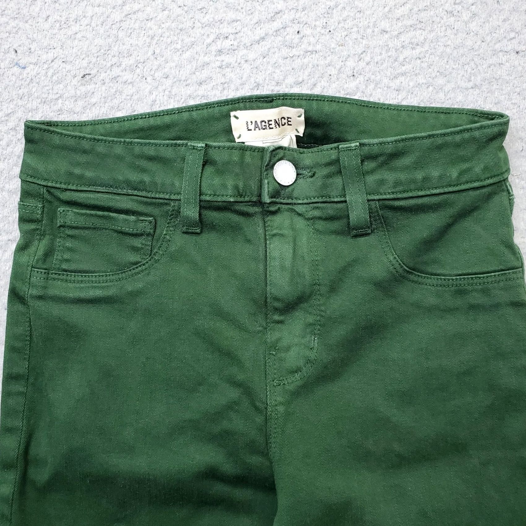 L'AGENCE L'Agence Green Denim Stretch Americana Streetwear Skinny Leg Jeans Womens 26 Size 26" / US 2 / IT 38 - 7 Thumbnail