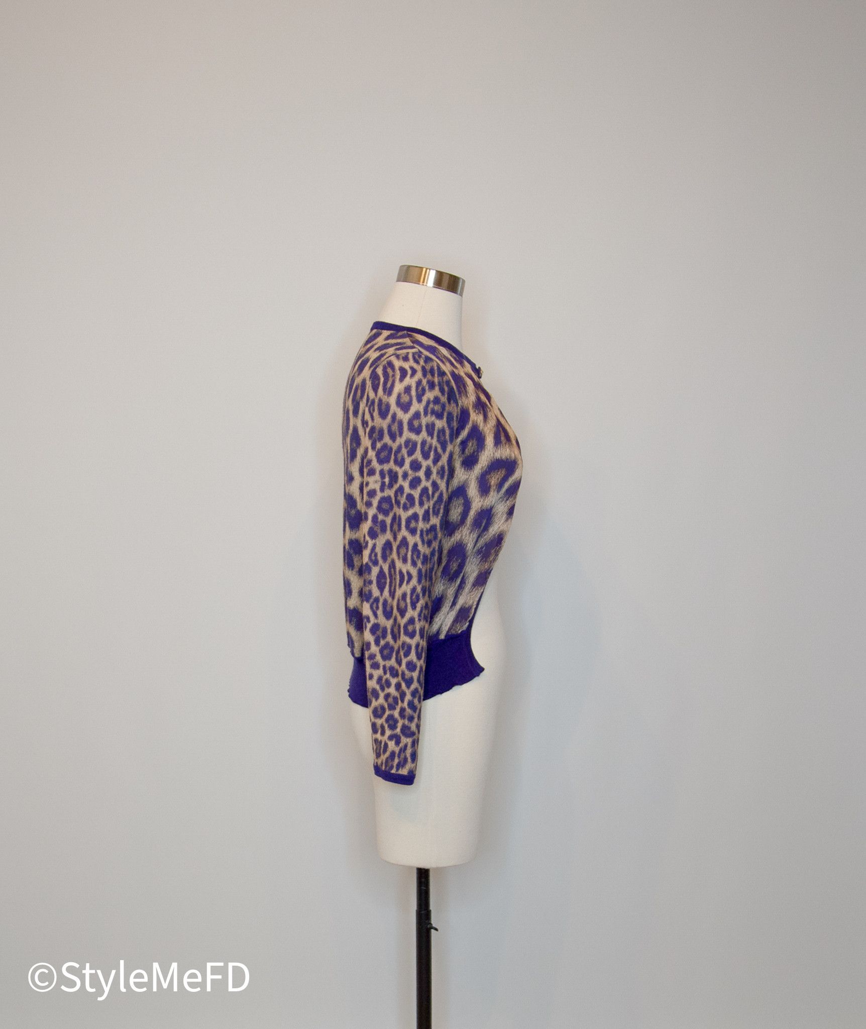Other Kabi Srl Italian Purple Leopard Cardigan Size S / US 4 / IT 40 - 4 Thumbnail
