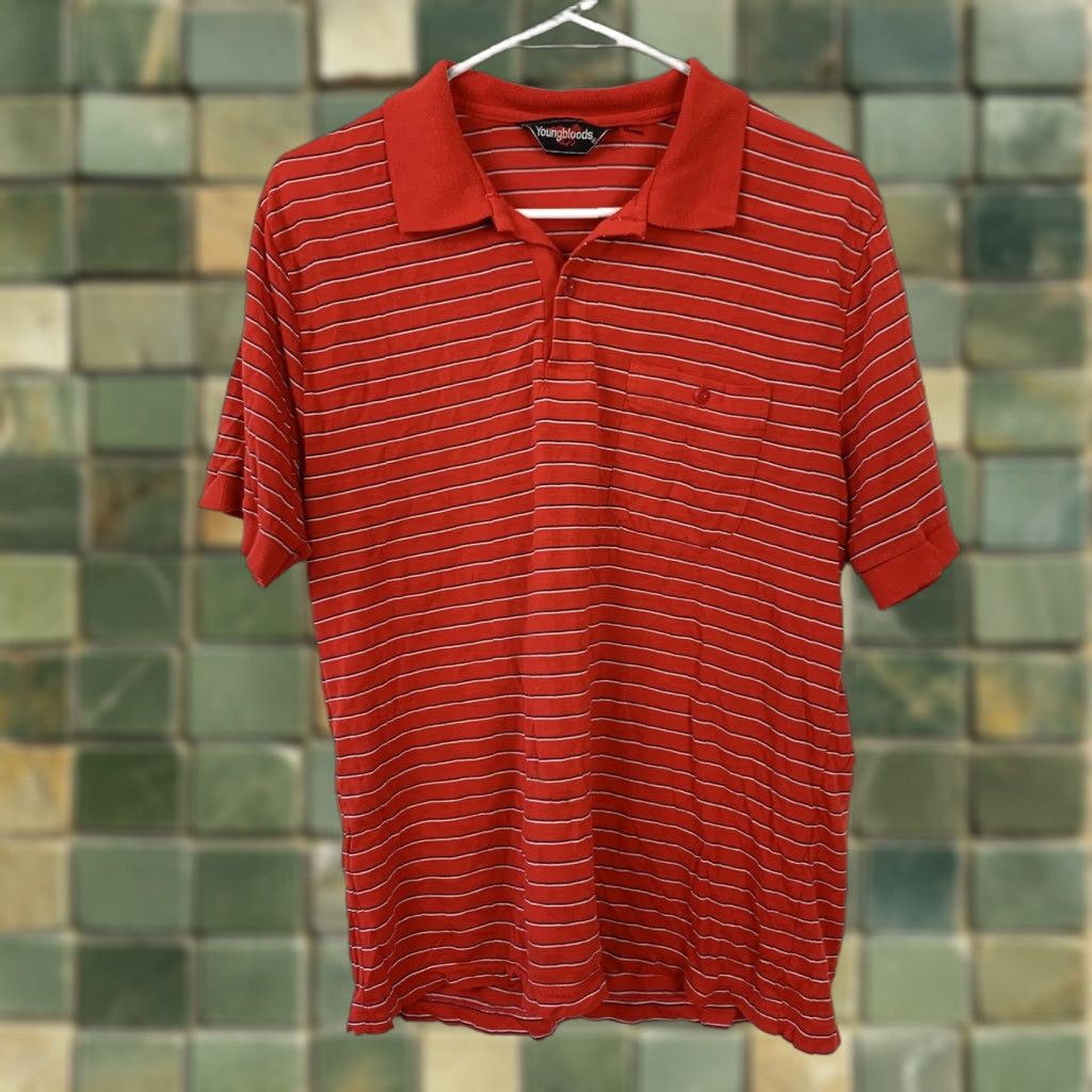 Vintage VINTAGE Youngbloods Polo Shirt Striped Short Sleeve Red White Blue Men's Small 1960s 1970s? Size US S / EU 44-46 / 1 - 1 Thumbnail