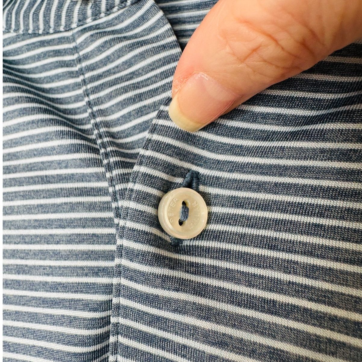 Peter Millar Peter Millar Light Blue & Blue Jean Stripe Short Sleeve L Size US L / EU 52-54 / 3 - 5 Thumbnail