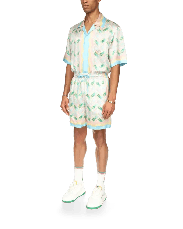 Casablanca o1mle0326 Drawstring Silk Shorts Ping Pong Print Size US 30 / EU 46 - 3 Thumbnail