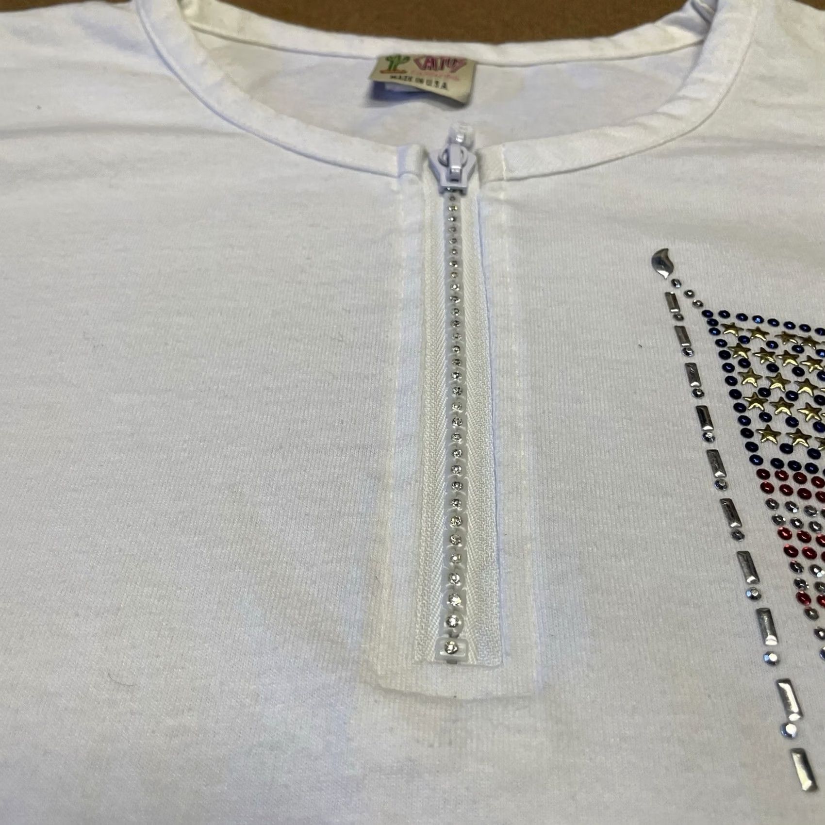 Vintage VINTAGE Cactus Shirt Womens Medium White 1/4 Zip 90s Y2K Rhinestone USA Ladies Size M / US 6-8 / IT 42-44 - 7 Thumbnail