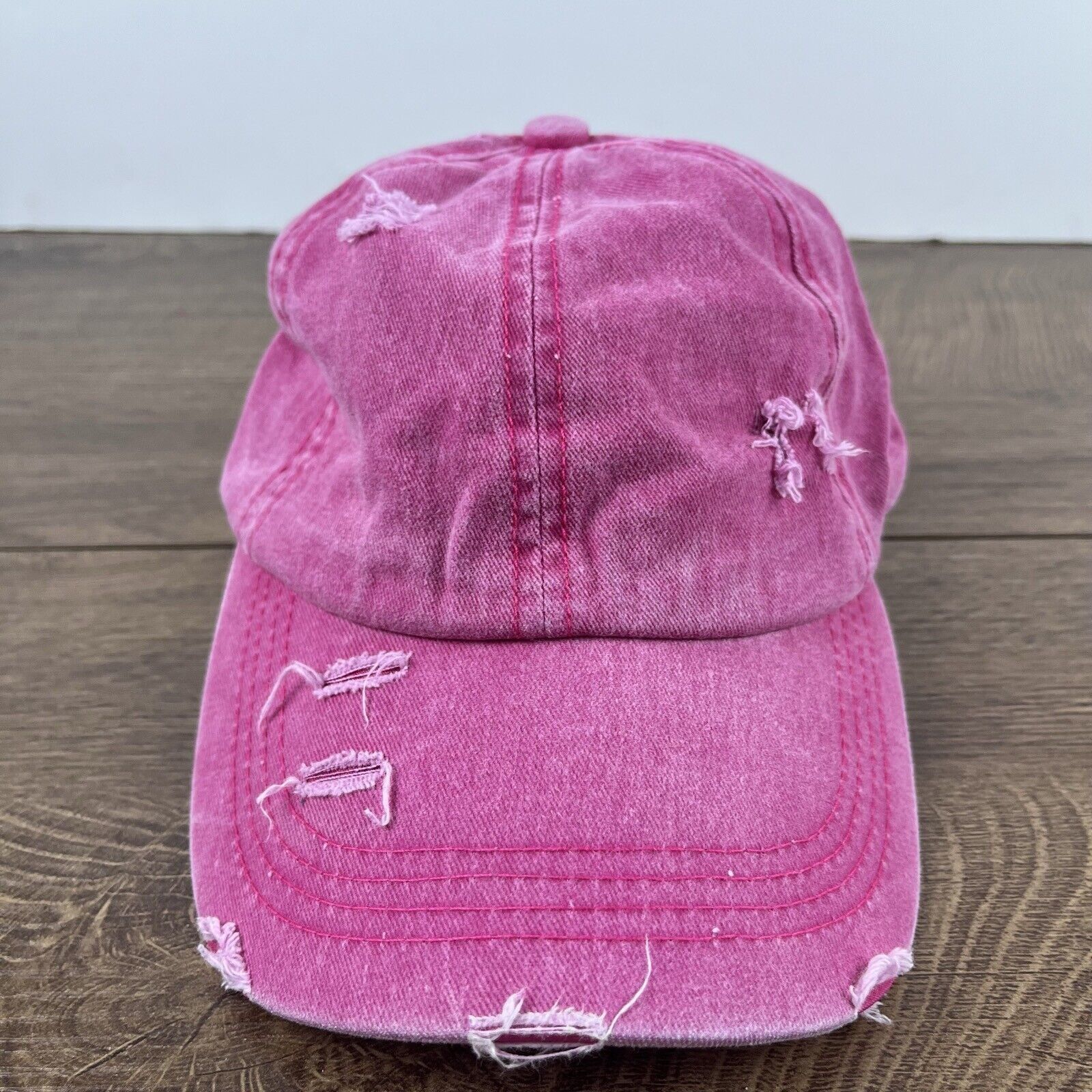 Other Distressed Pink Hat Pink Cap Adjustable Pink Adult Size Hat Size ONE SIZE - 4 Thumbnail
