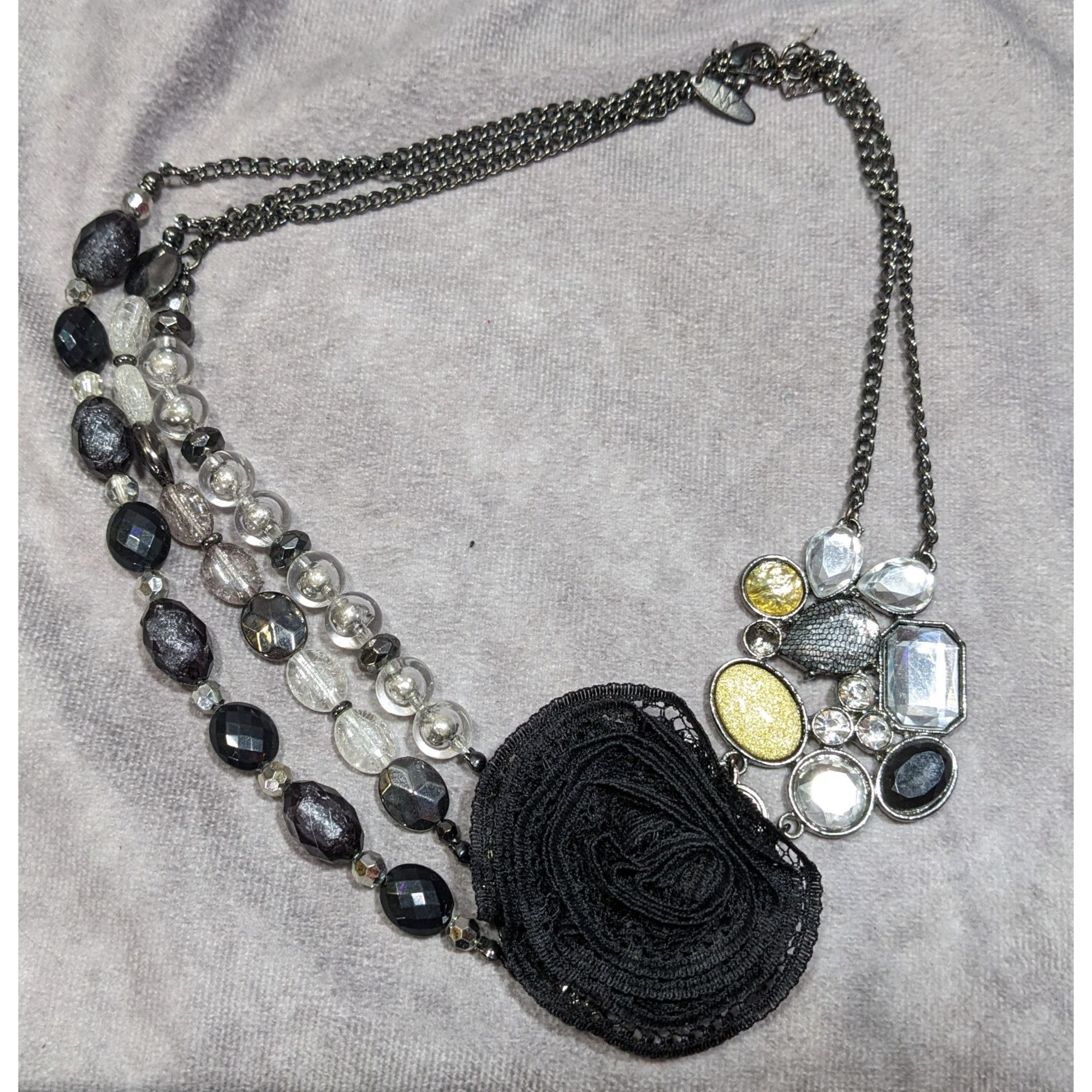 Other NY Floral Glam Beaded Statement Necklace With Lace Flower Size ONE SIZE - 8 Thumbnail