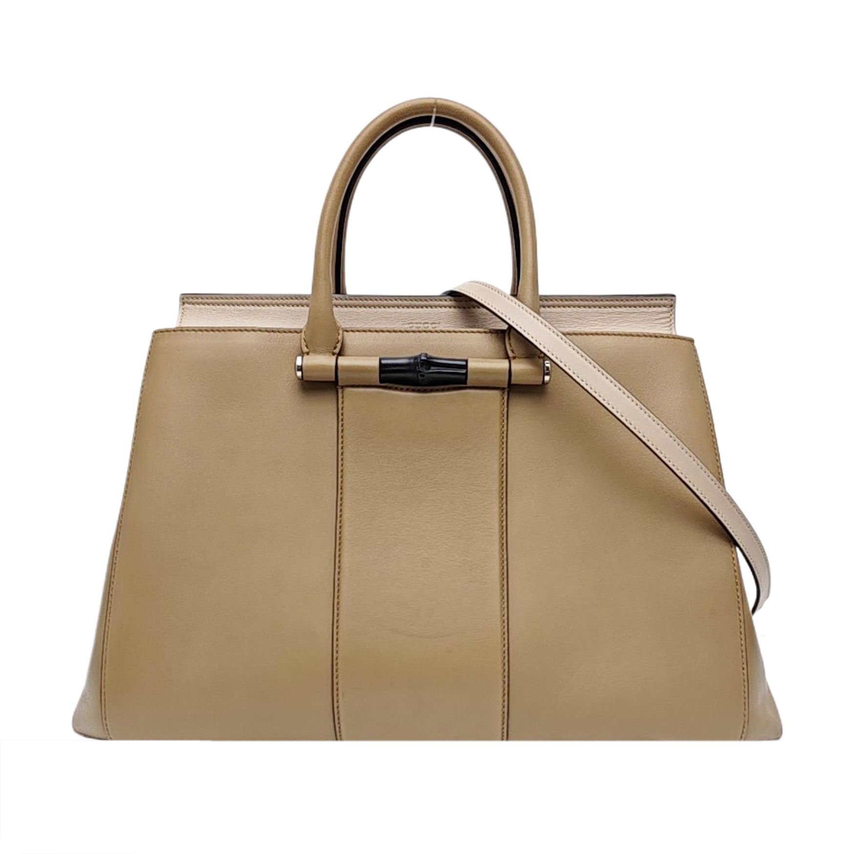 Gucci Gucci Bamboo Beige Leather Tote Bag One Size Size ONE SIZE - 1 Thumbnail
